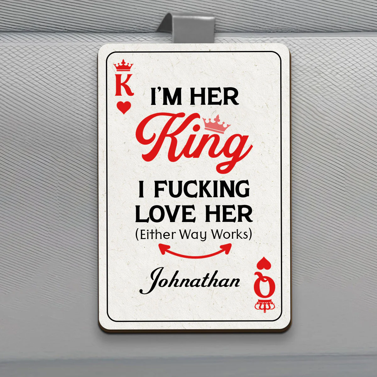 Her King, His Queen - Personalized Car Visor Clip