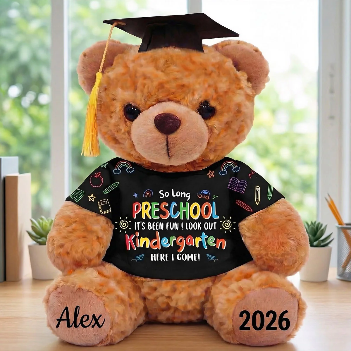Here I Come - Personalized Graduation Bear With Card