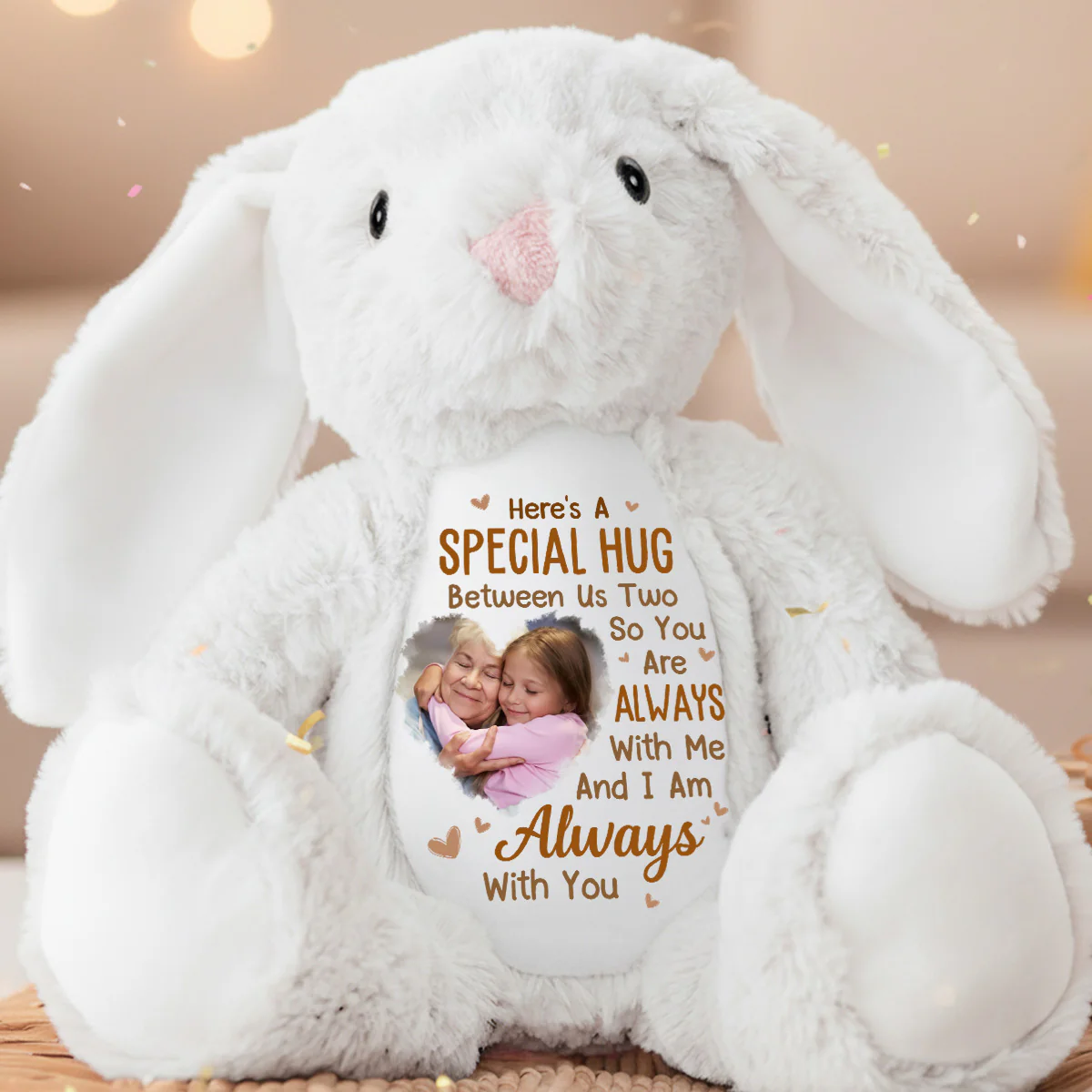 Here's A Special Hug Between Us Two - Personalized Stuffed Bunny