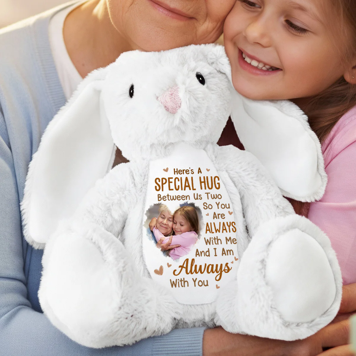 Here's A Special Hug Between Us Two - Personalized Stuffed Bunny - Image 2