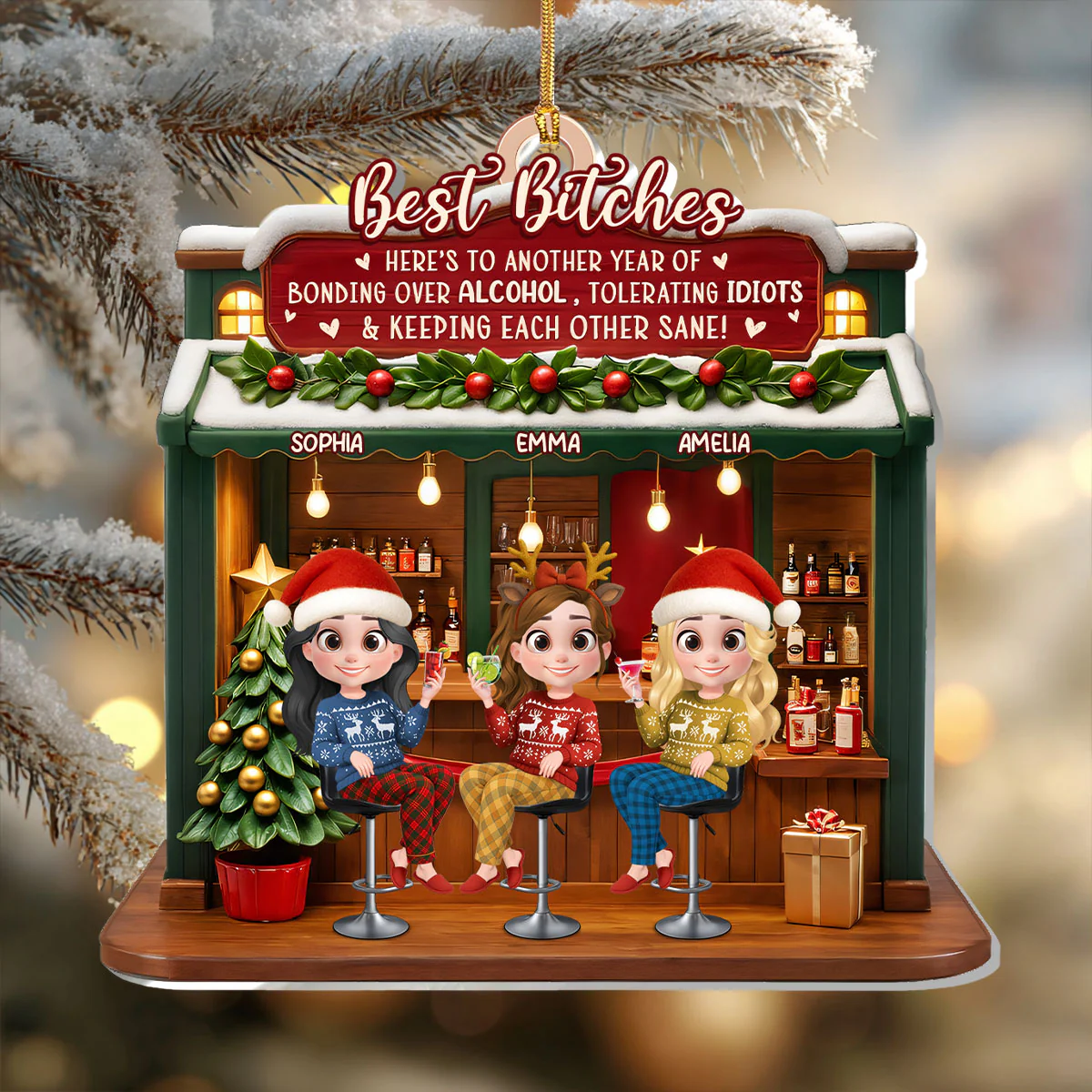 Here's To An Other Year Bonding - Personalized 1-Layer Acrylic Ornament - Image 2