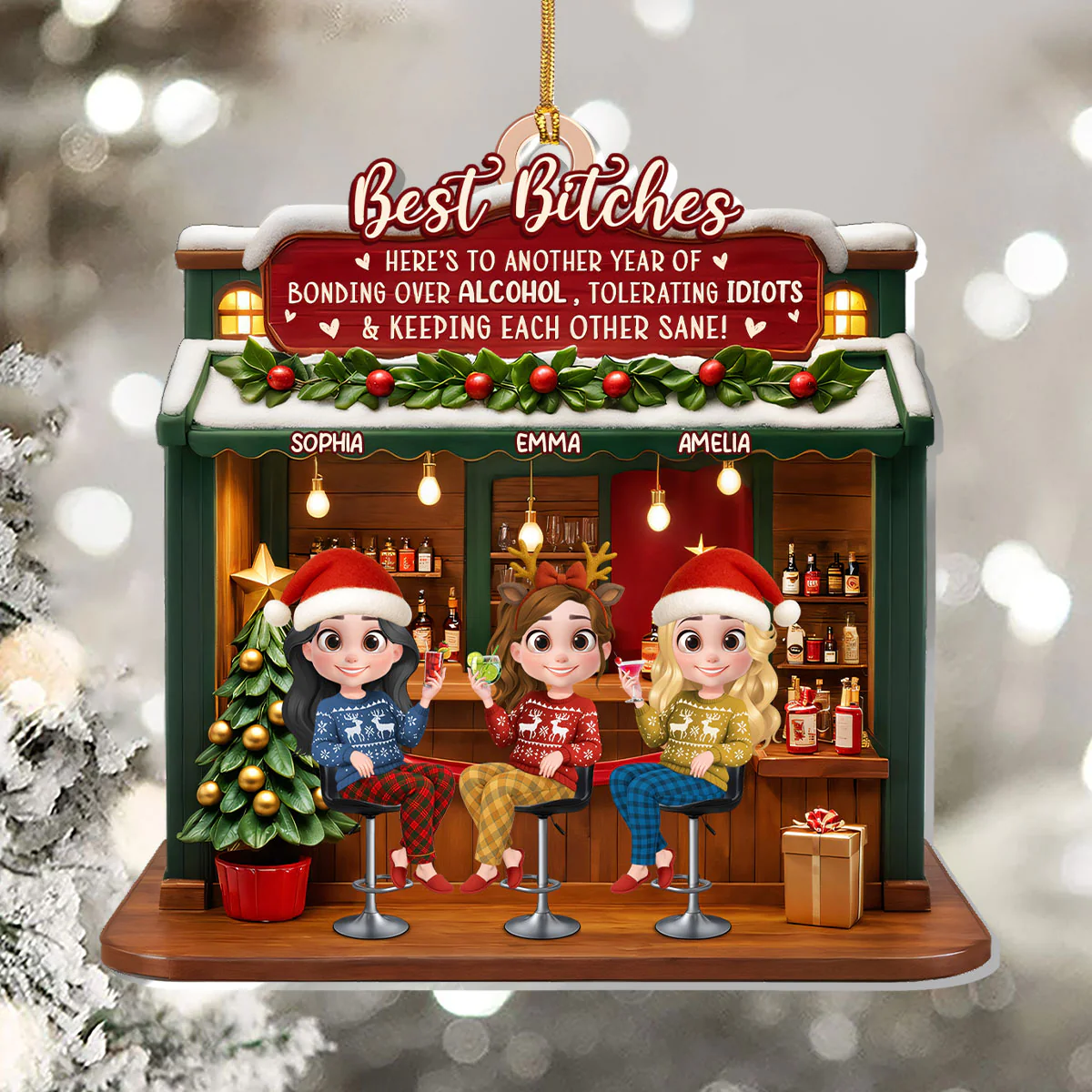 Here's To An Other Year Bonding - Personalized 1-Layer Acrylic Ornament - Image 6