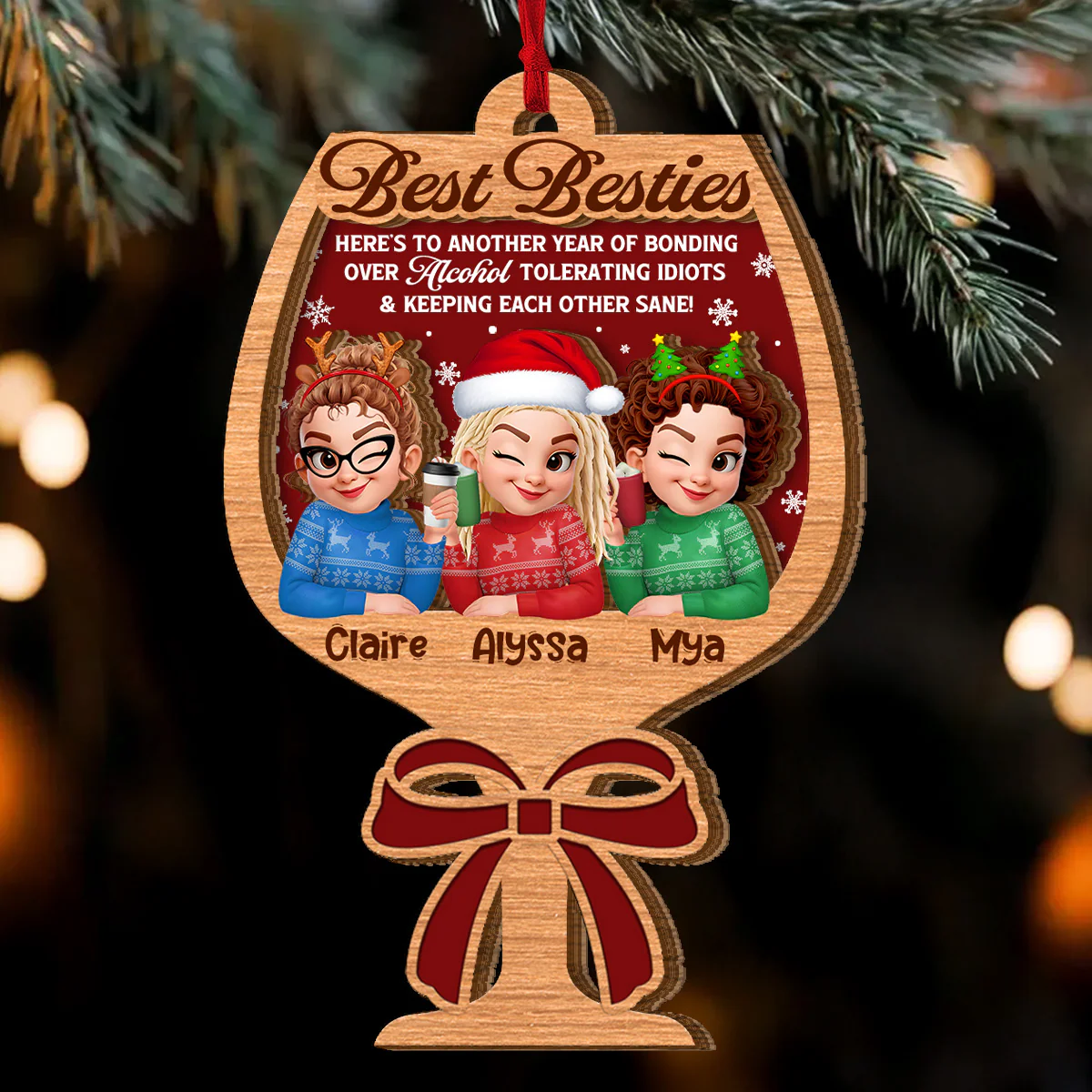 Here’s To Another Year Of Us - Personalized 2-Layered Wooden Ornament