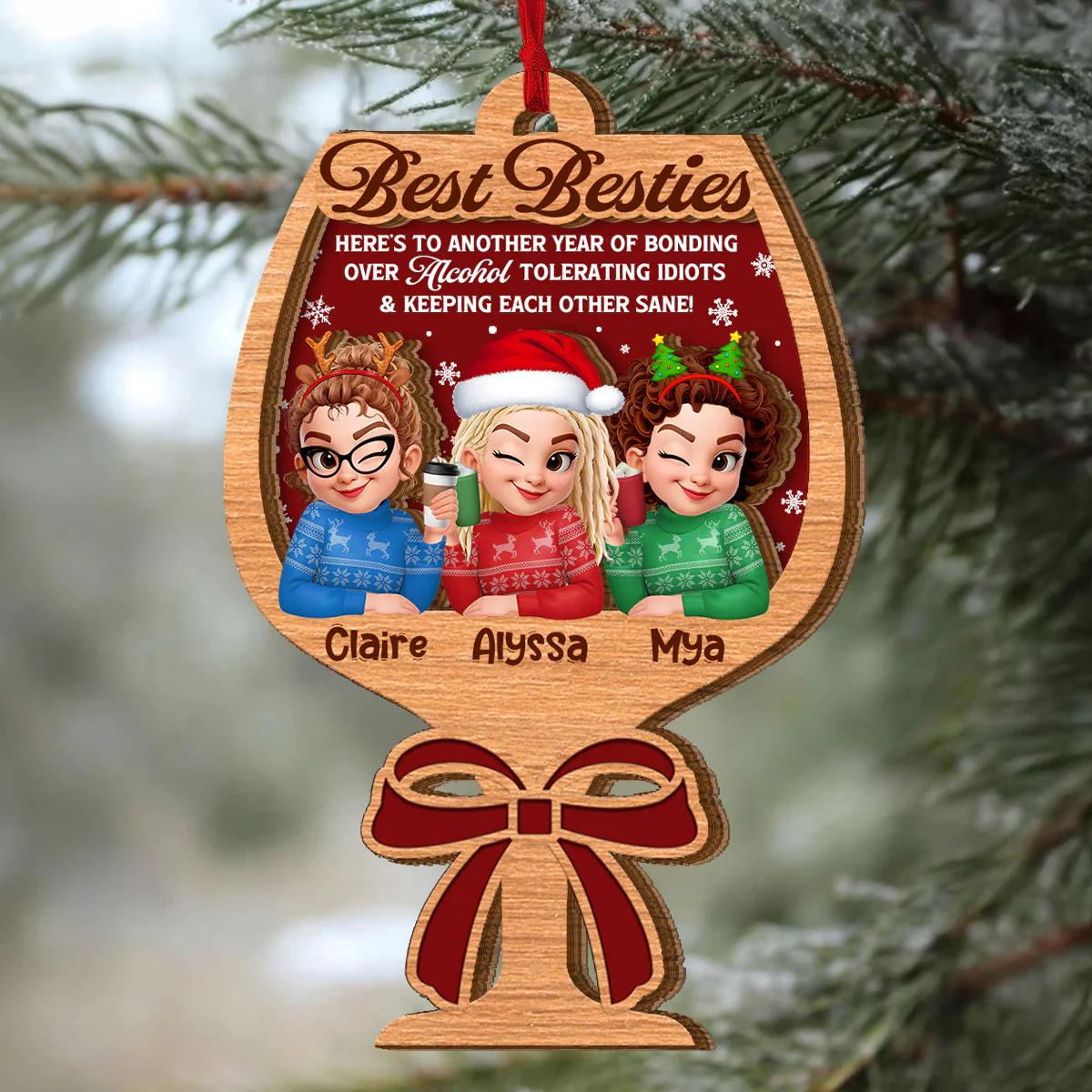 Here’s To Another Year Of Us - Personalized 2-Layered Wooden Ornament - Image 5