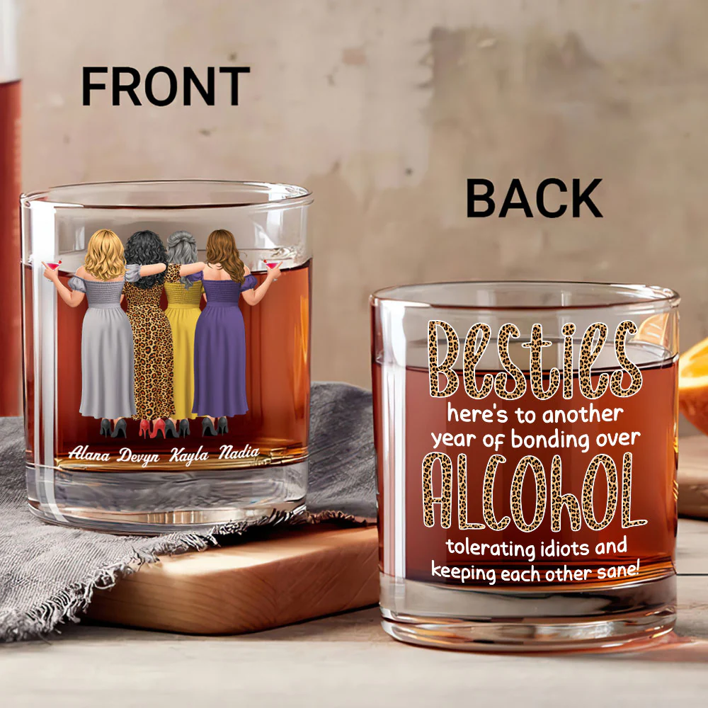 Here’s To Another Year Of Us - Personalized Round Whiskey Glass - Image 2