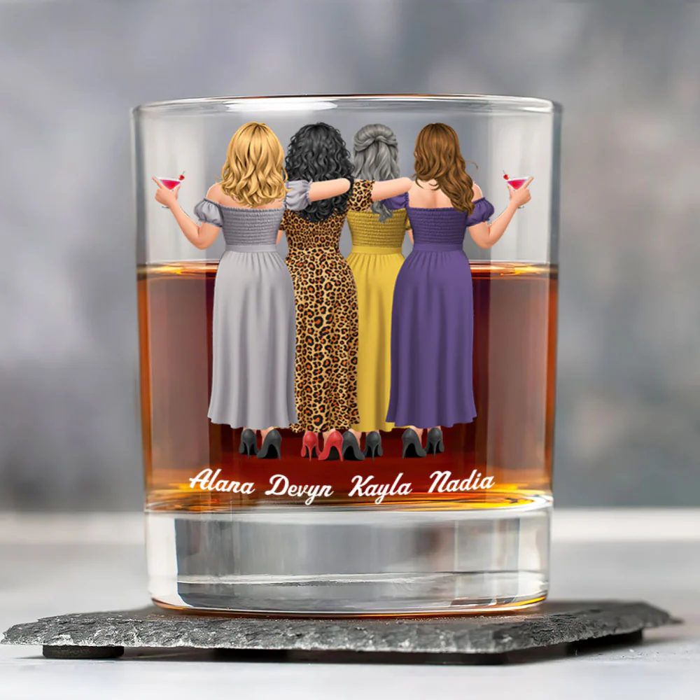 Here’s To Another Year Of Us - Personalized Round Whiskey Glass - Image 4