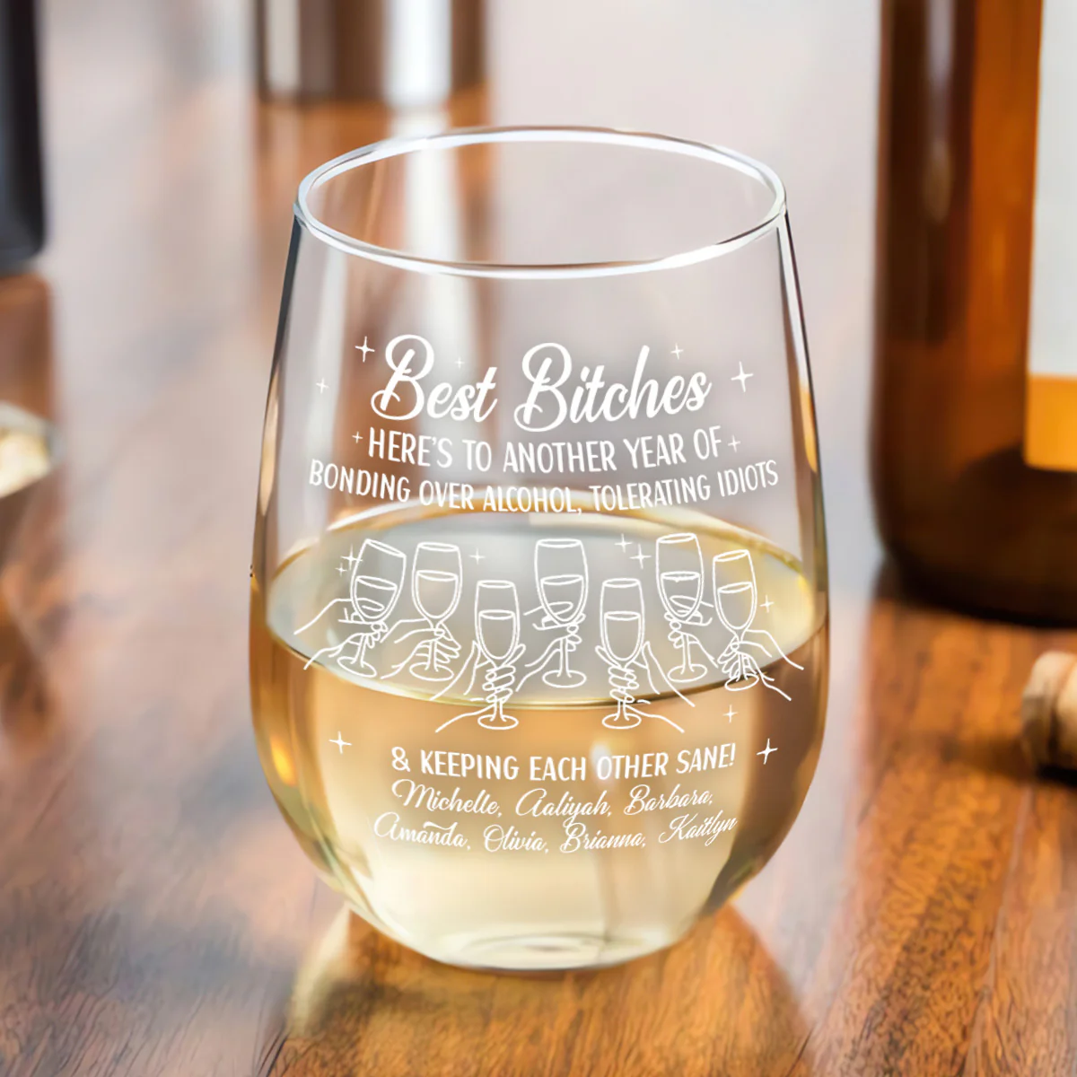 Here's To Another Year Of Us - Personalized Stemless Wine Glass - Image 4