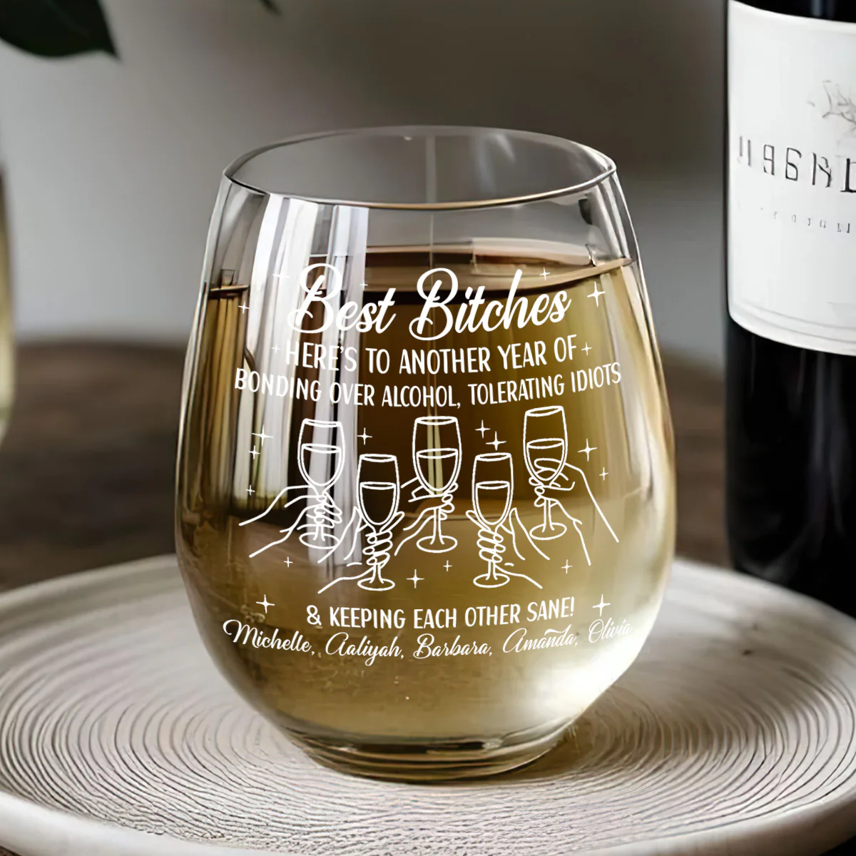 Here's To Another Year Of Us - Personalized Stemless Wine Glass - Image 5
