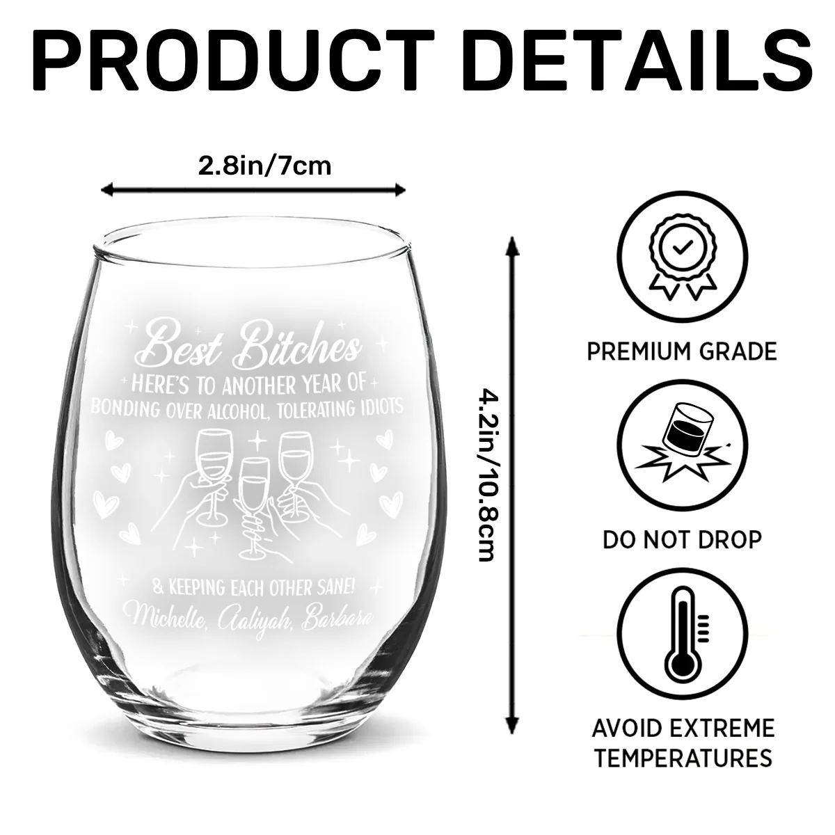 Here's To Another Year Of Us - Personalized Stemless Wine Glass - Image 7