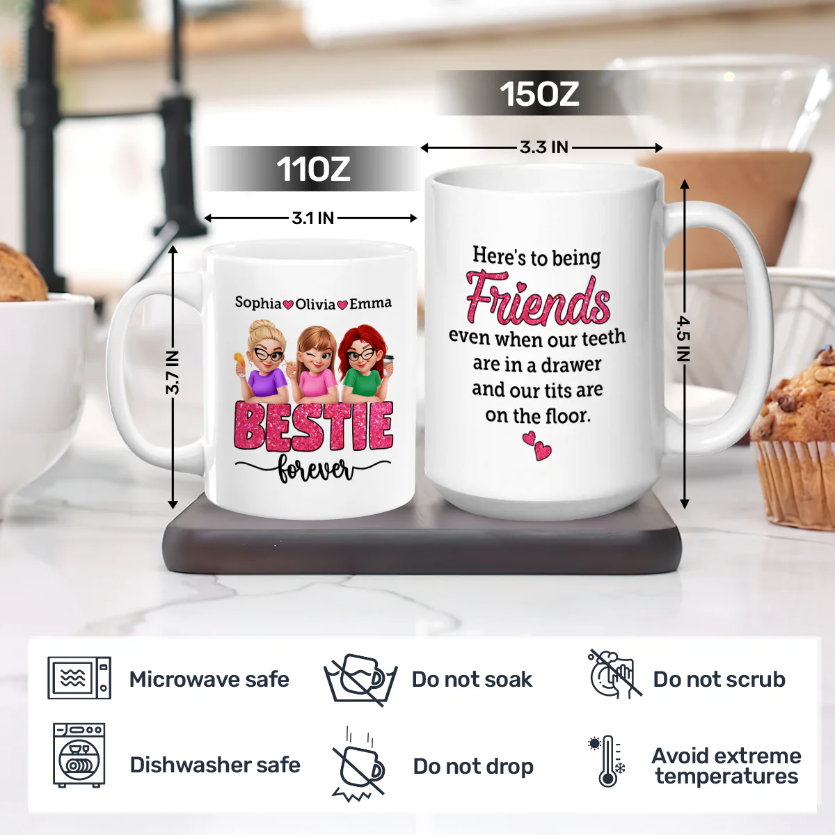 Here's To Being Friends - Personalized Ceramic Coffee Mug - Image 4