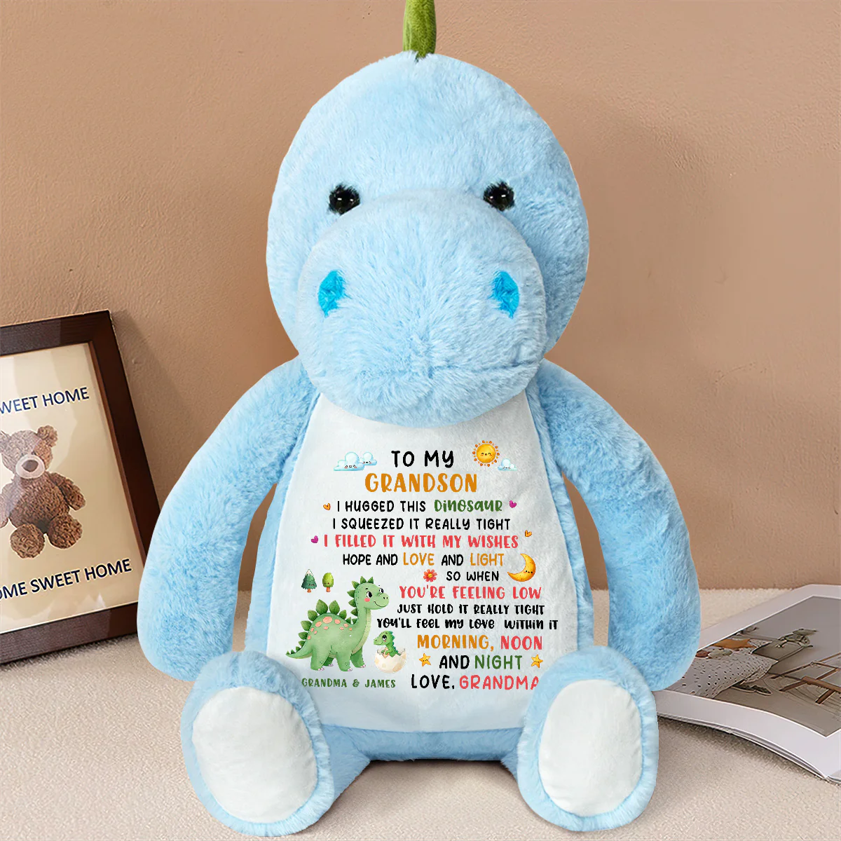 Hold It Tight And Feel My Love - Personalized Stuffed Dinosaur