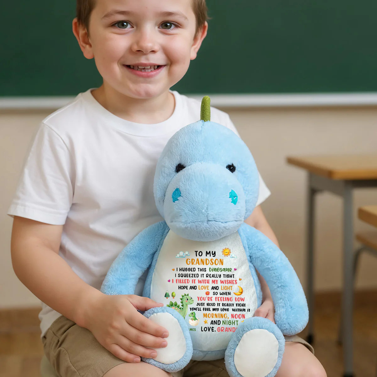 Hold It Tight And Feel My Love - Personalized Stuffed Dinosaur - Image 3