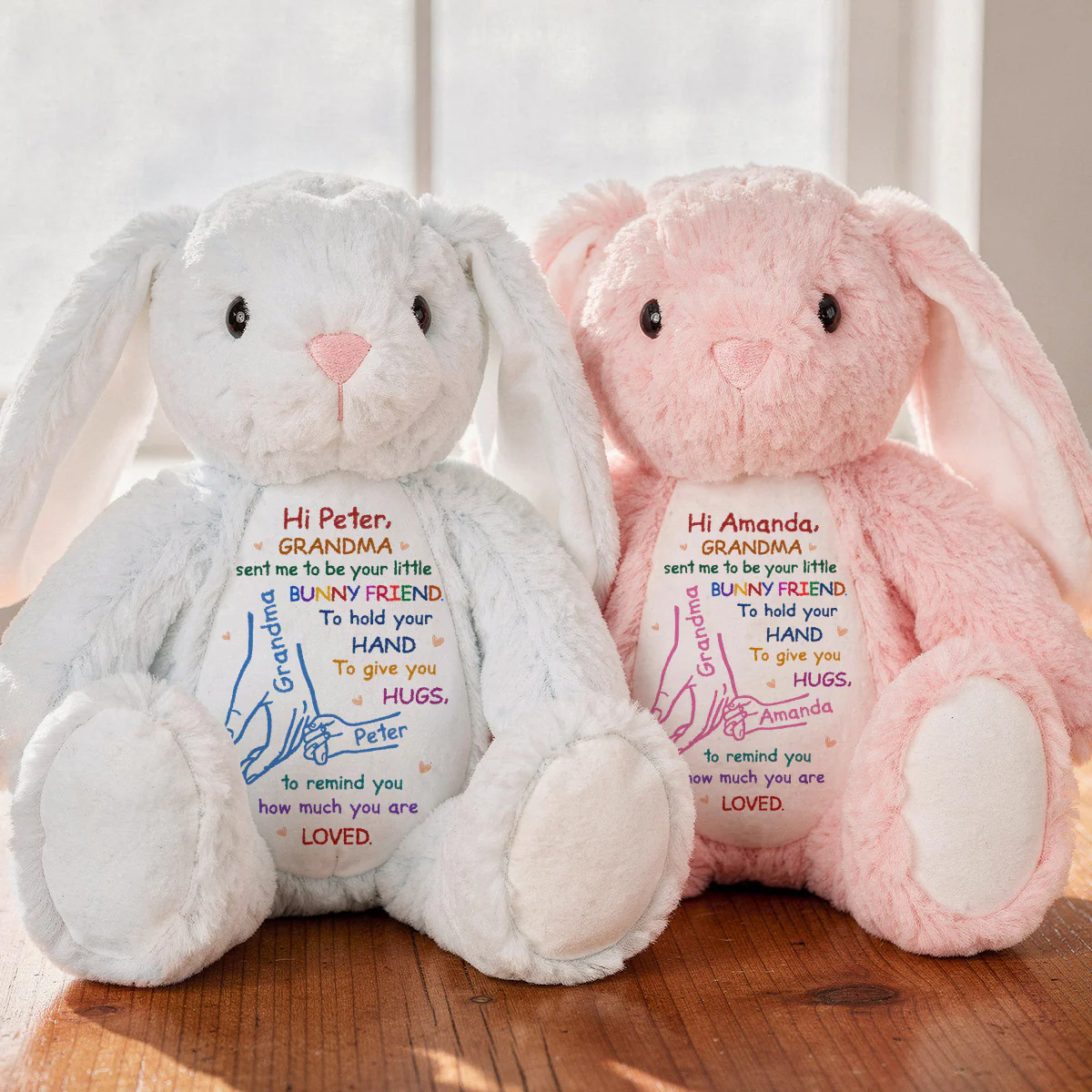 Hold My Hand And Hug Me - Personalized Stuffed Bunny - Image 3
