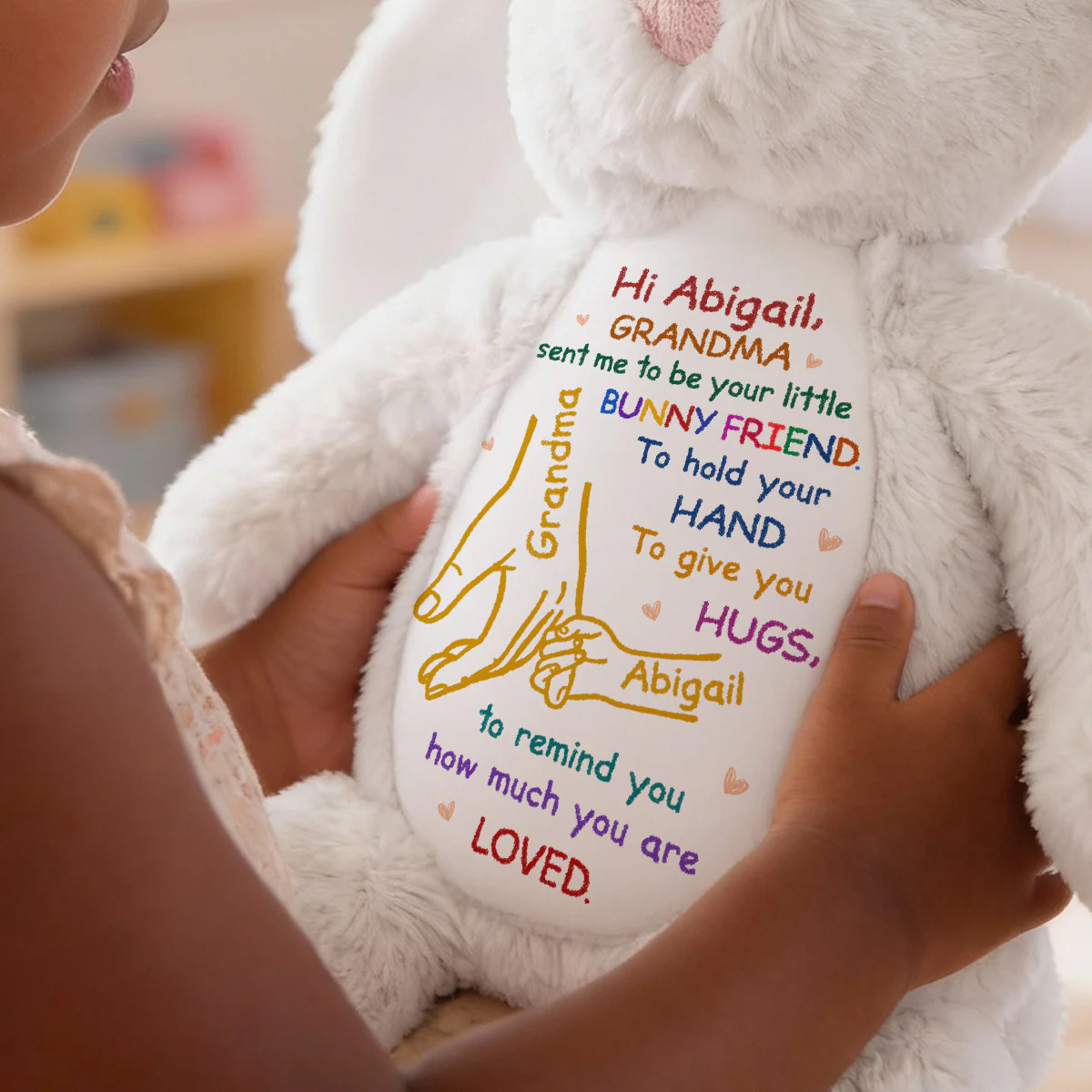 Hold My Hand And Hug Me - Personalized Stuffed Bunny - Image 4