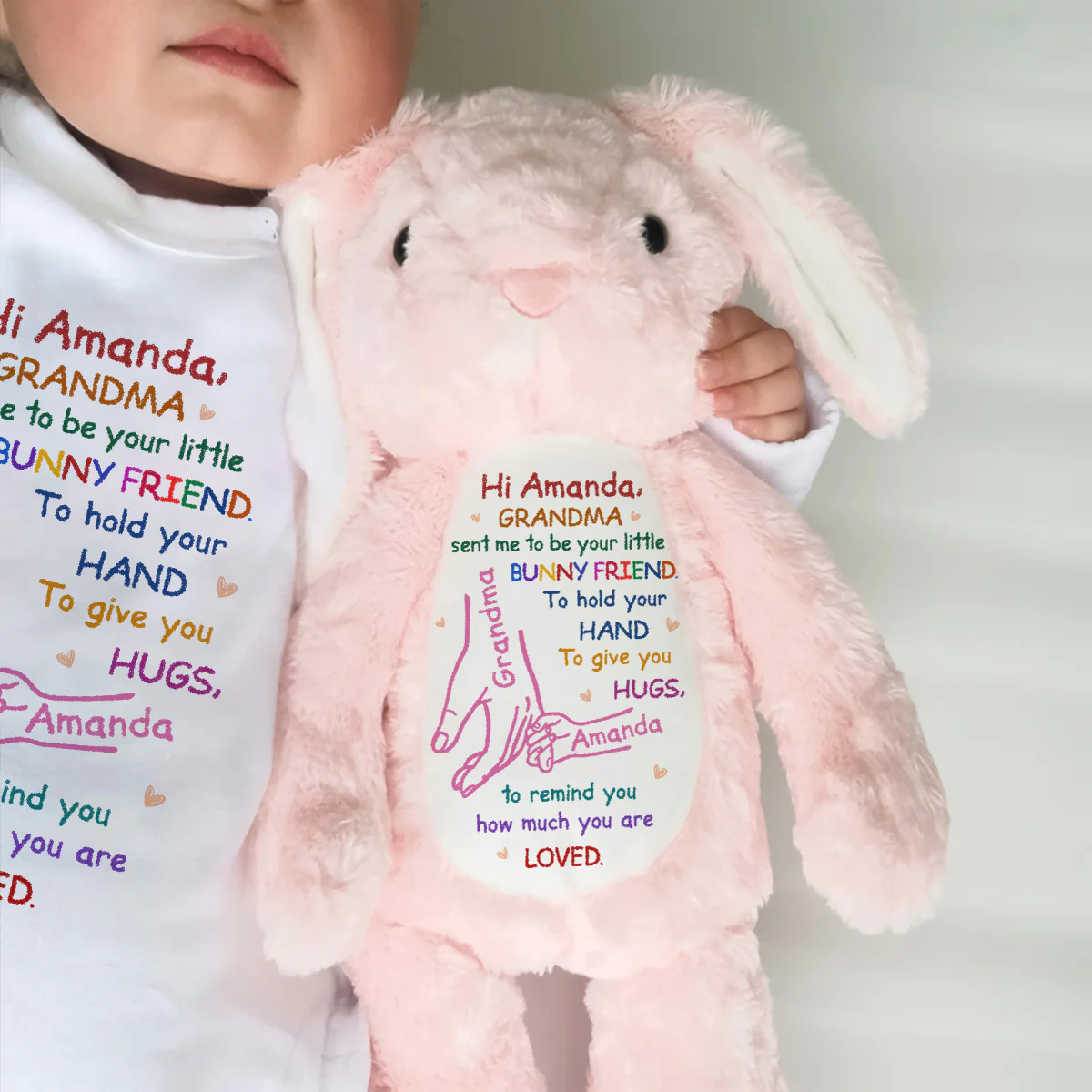 Hold My Hand And Hug Me - Personalized Stuffed Bunny - Image 7