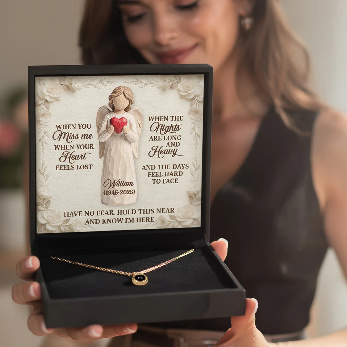 Hold This Near And Know I'm Here - Personalized Photo Projection Necklace - Image 2