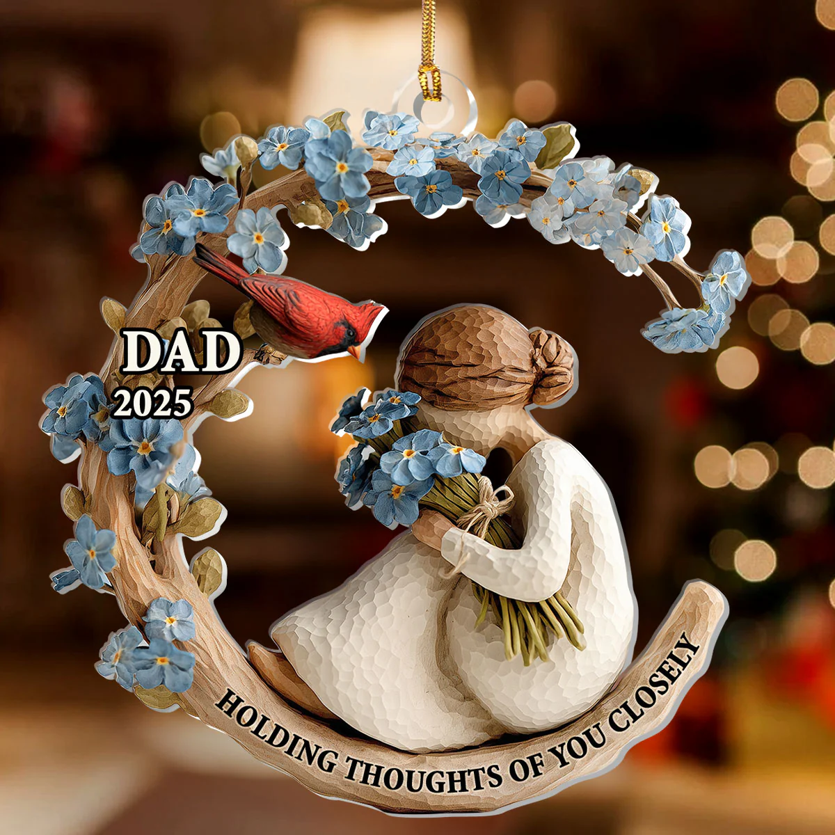 Holding Thoughts Of You Closely - Personalized 1-Layer Acrylic Ornament - Image 2