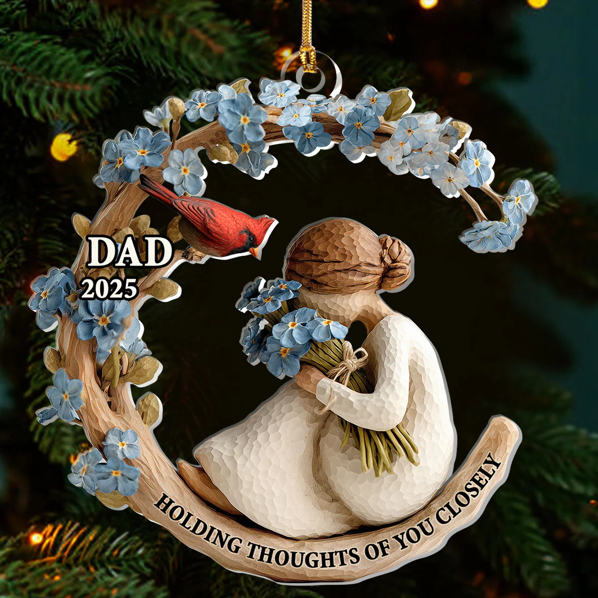 Holding Thoughts Of You Closely - Personalized 1-Layer Acrylic Ornament - Image 3