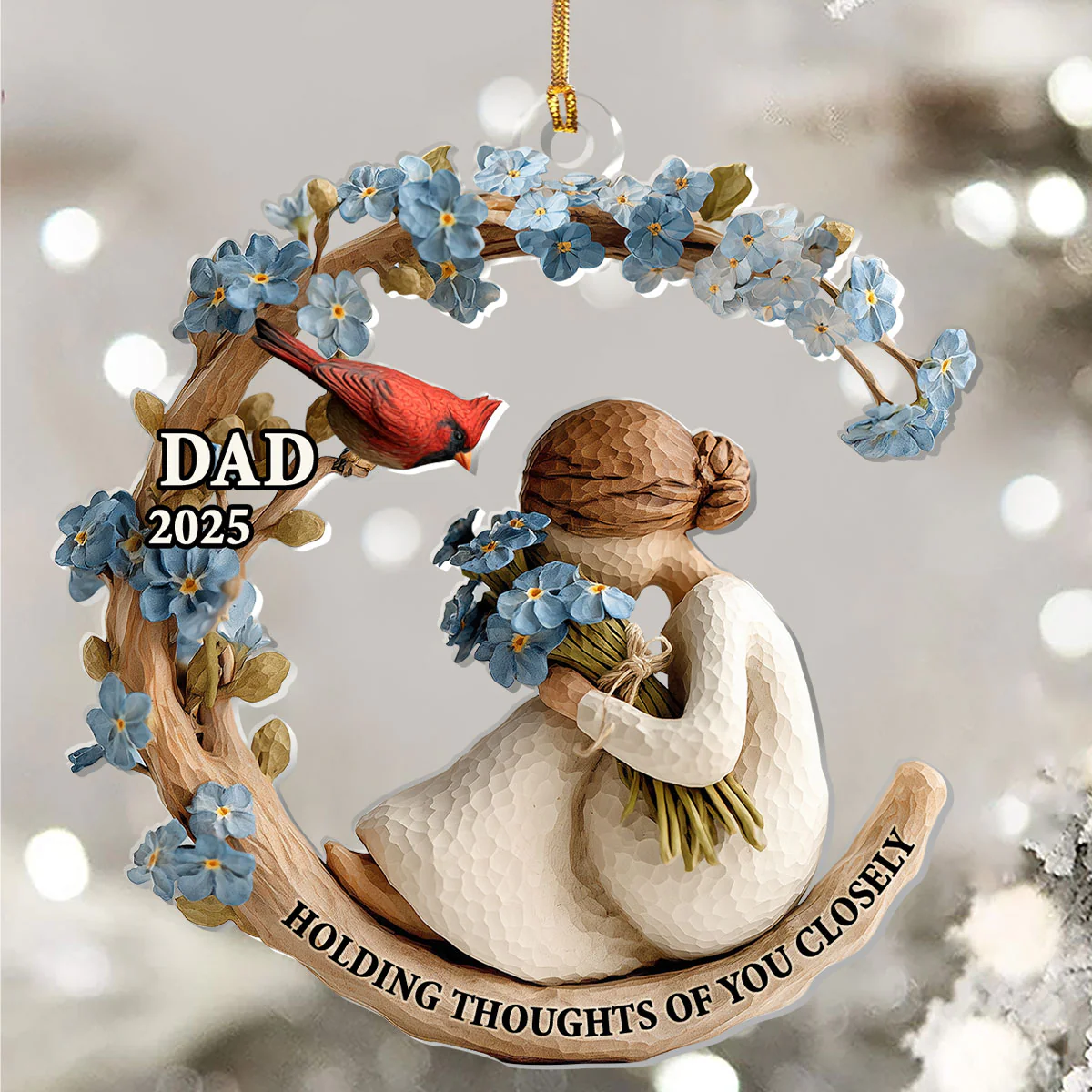 Holding Thoughts Of You Closely - Personalized 1-Layer Acrylic Ornament - Image 5