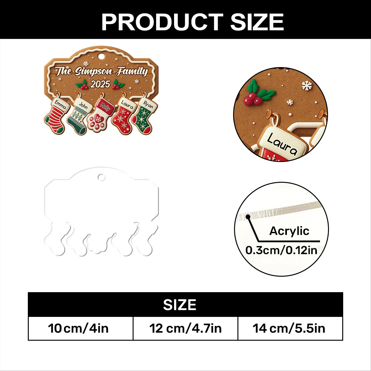 Home Is Our Christmas Heart - Personalized 1-Layer Acrylic Ornament - Image 7