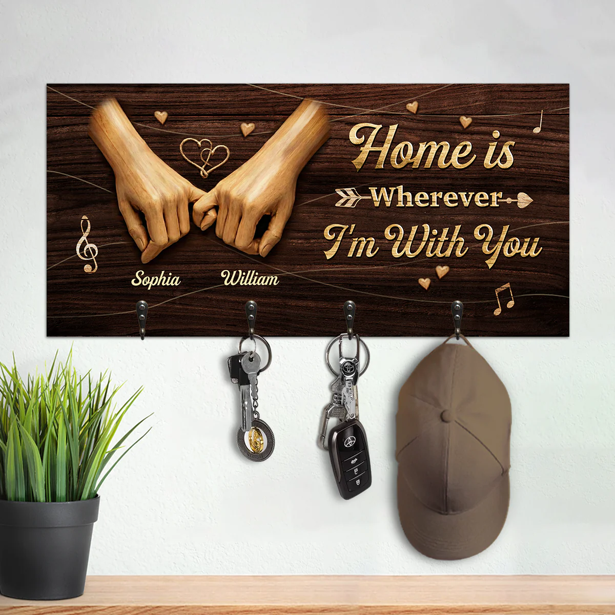 Home Is Wherever I'm With You - Personalized Key Holder