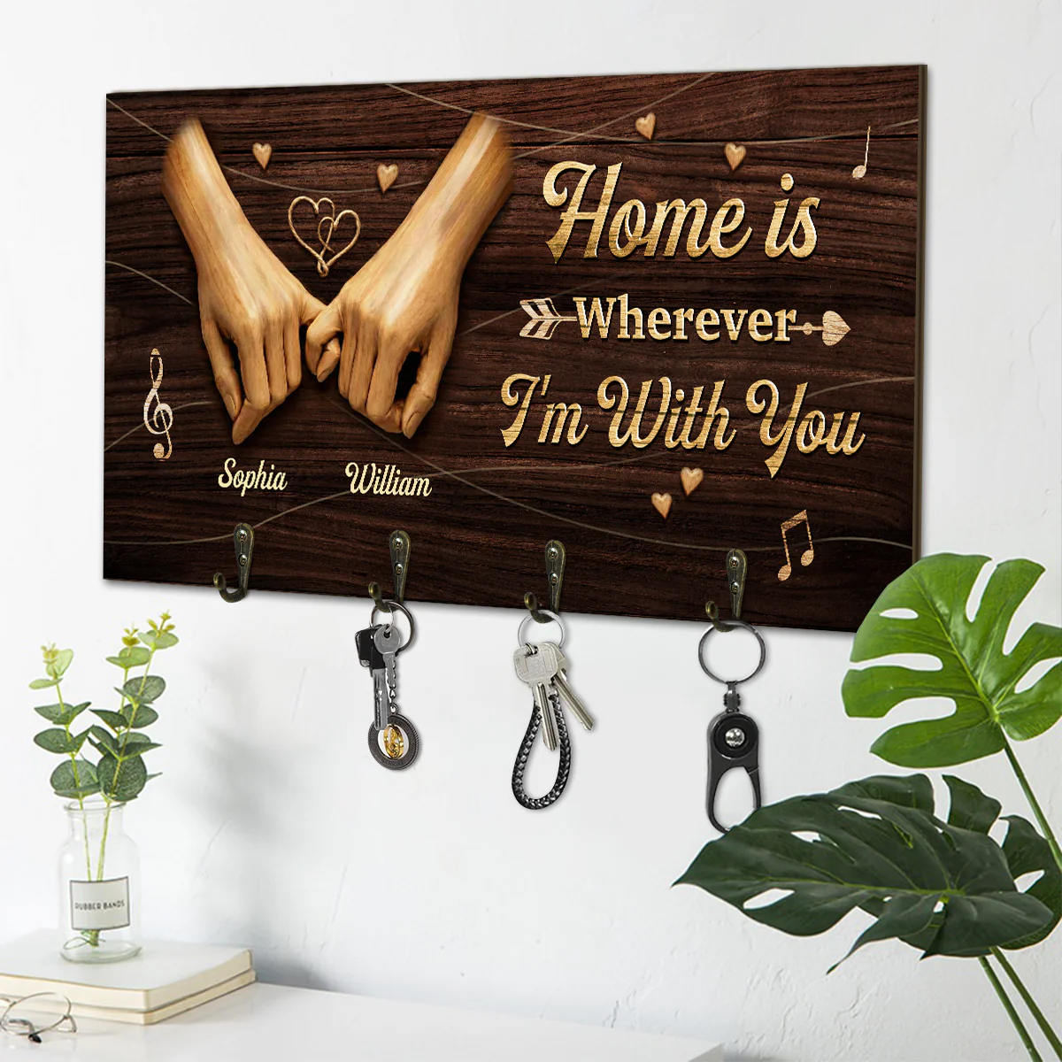 Home Is Wherever I'm With You - Personalized Key Holder - Image 2