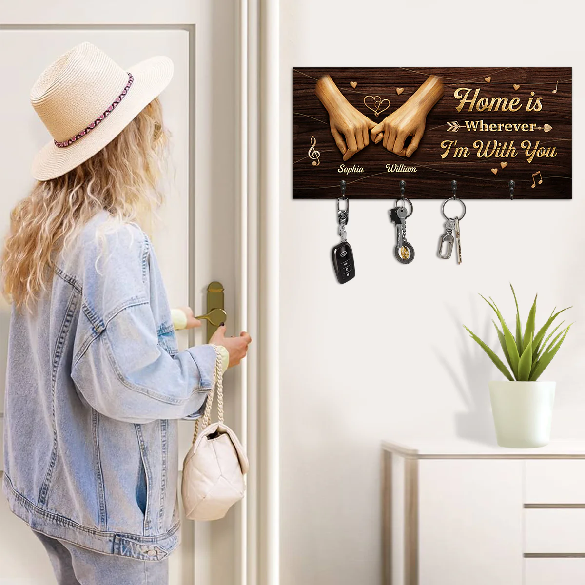 Home Is Wherever I'm With You - Personalized Key Holder - Image 5