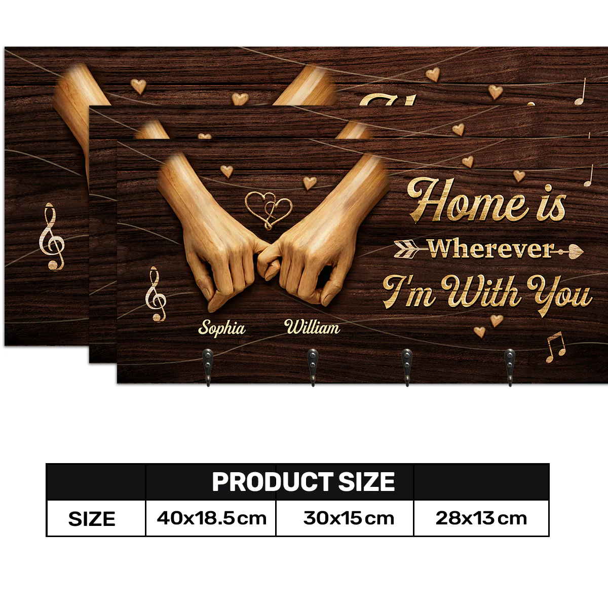 Home Is Wherever I'm With You - Personalized Key Holder - Image 7
