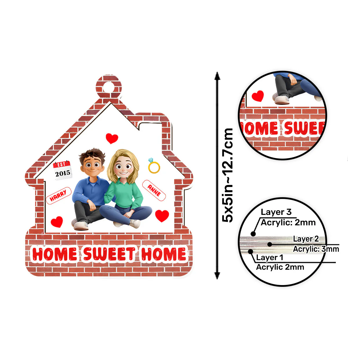 Home Sweet Home - Personalized Car Shaker Ornament - Image 6
