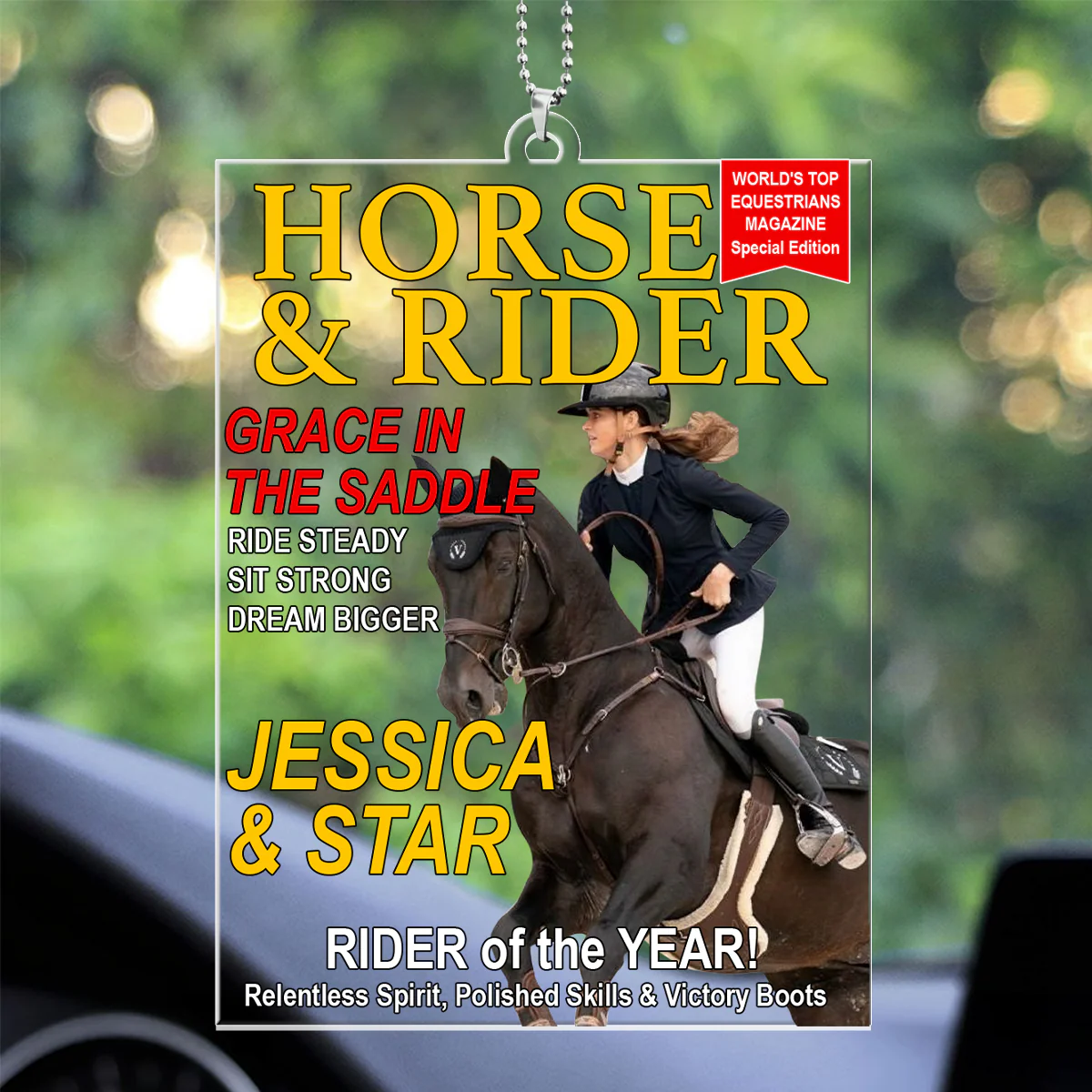 Horse And Rider Lover - Personalized Car Acrylic Hanging Ornament - Image 3