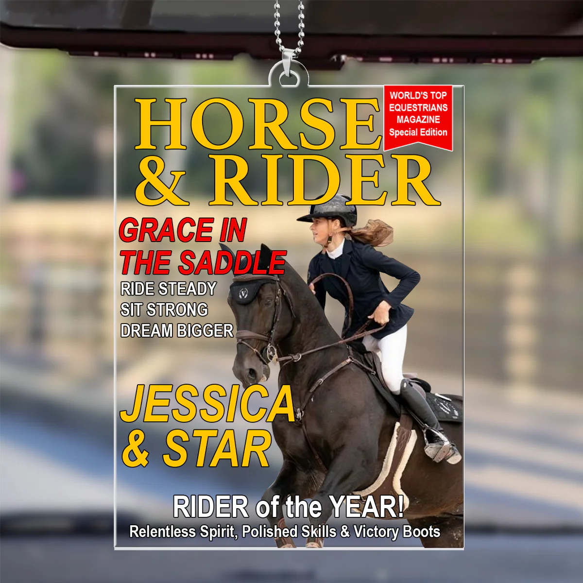 Horse And Rider Lover - Personalized Car Acrylic Hanging Ornament - Image 4