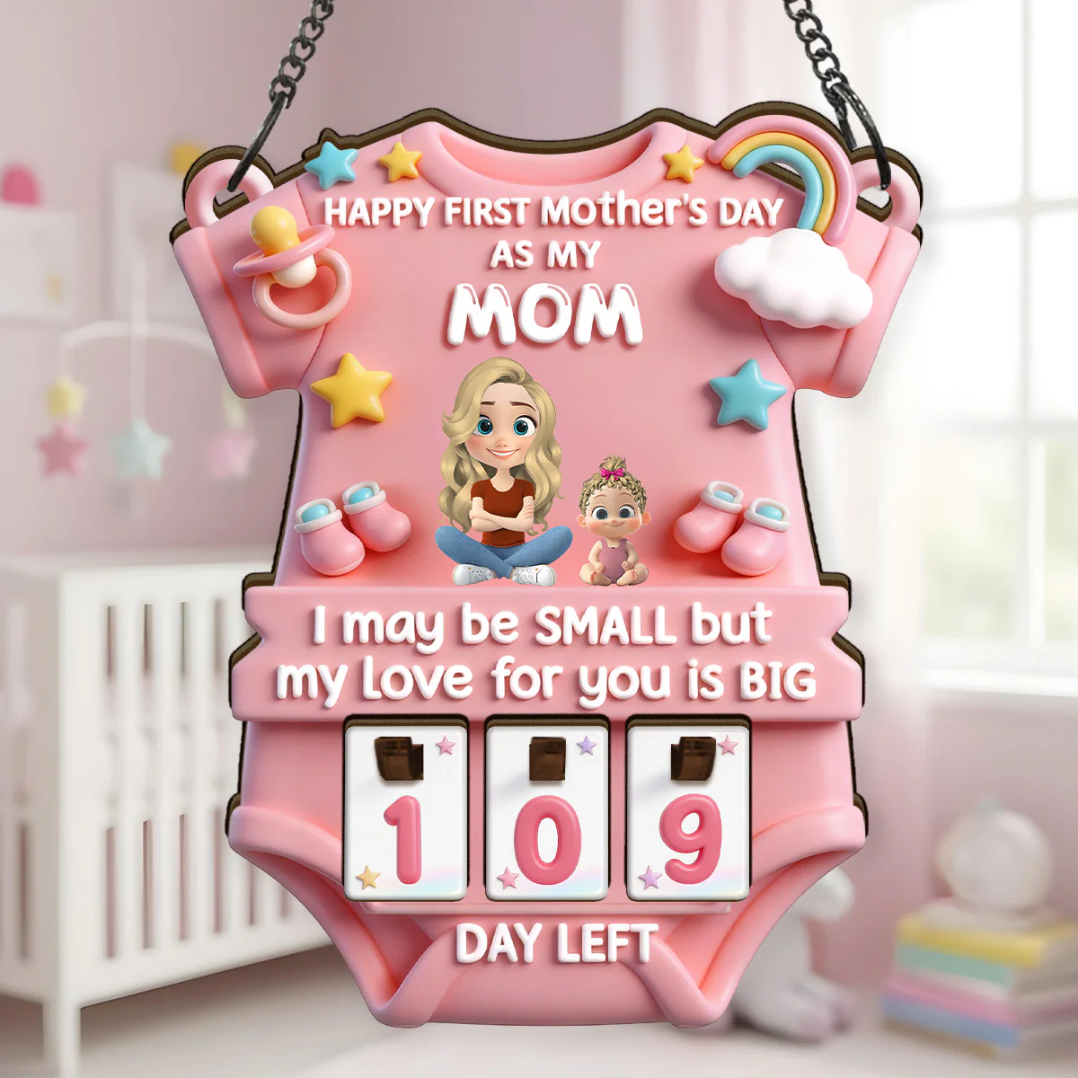 How Many Days Left Until Our First Mother's Day Together? - Personalized Tracker Sign