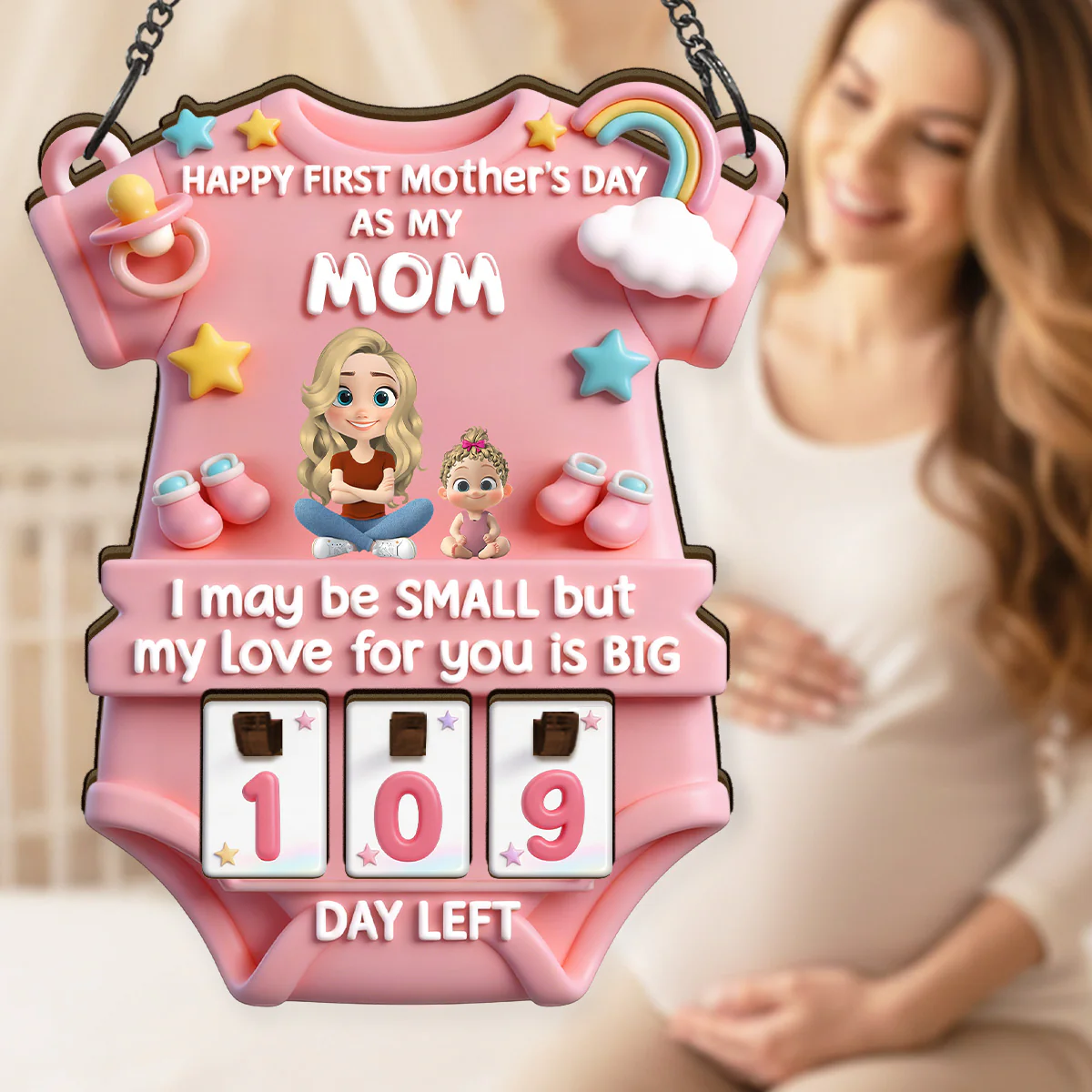 How Many Days Left Until Our First Mother's Day Together? - Personalized Tracker Sign - Image 2