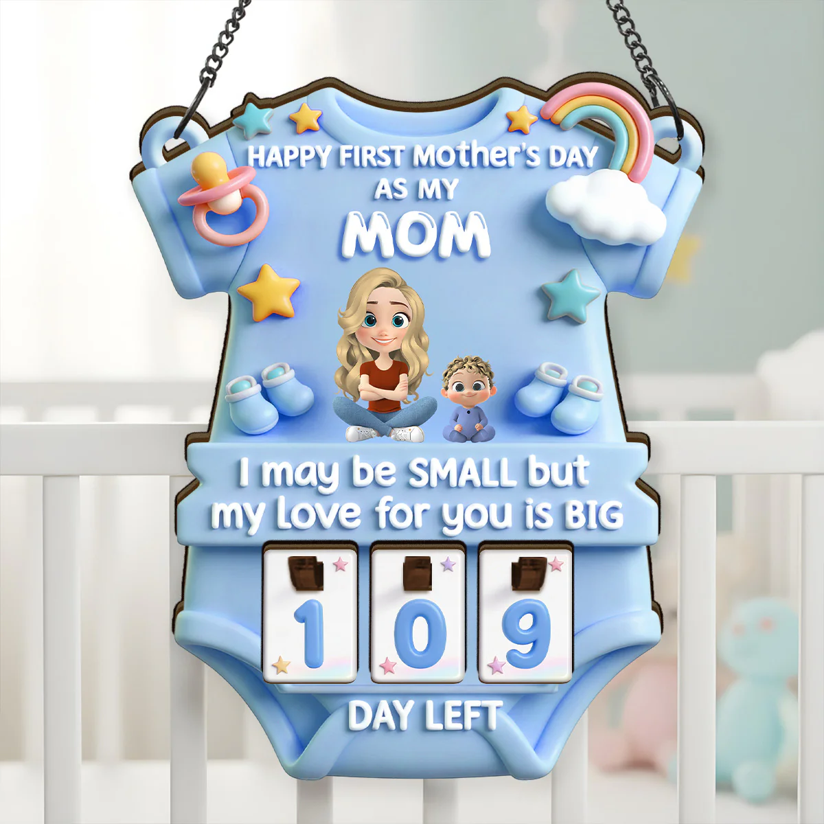 How Many Days Left Until Our First Mother's Day Together? - Personalized Tracker Sign - Image 3
