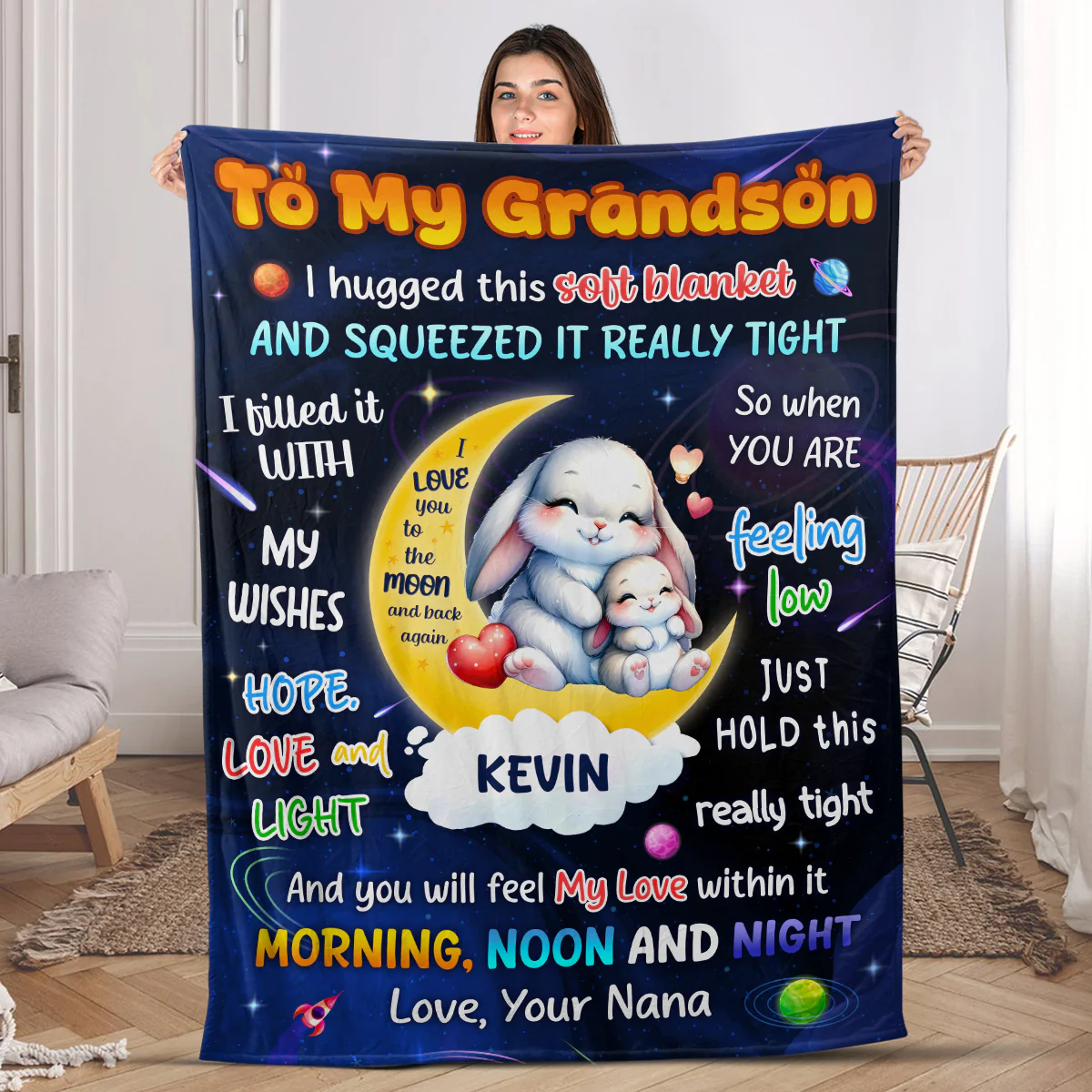 Hug From Grandma - Personalized Fleece Blanket