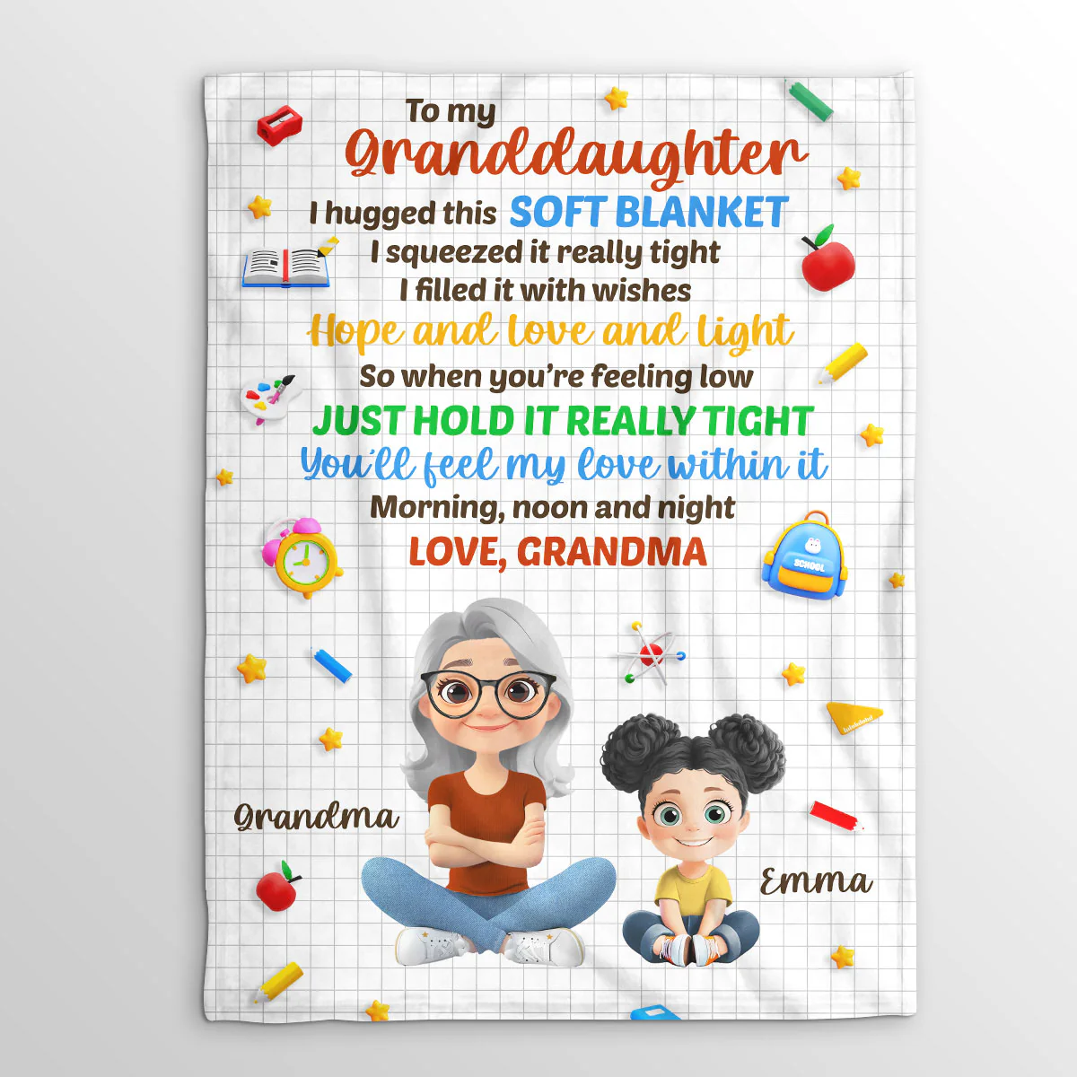 Hug From Grandma - Personalized Fleece Blanket - Image 3