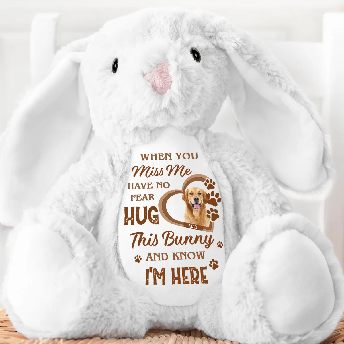 Hug This Bunny And Know I’m Here - Personalized Stuffed Bunny