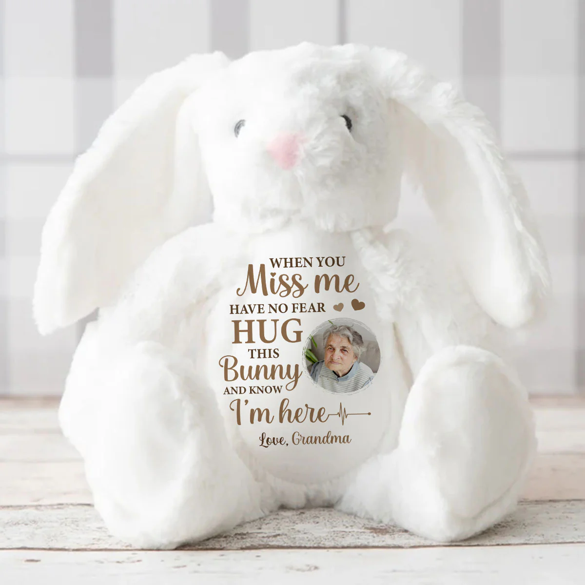 Hug This Bunny And Know I'm Here - Personalized Stuffed Bunny - Image 3