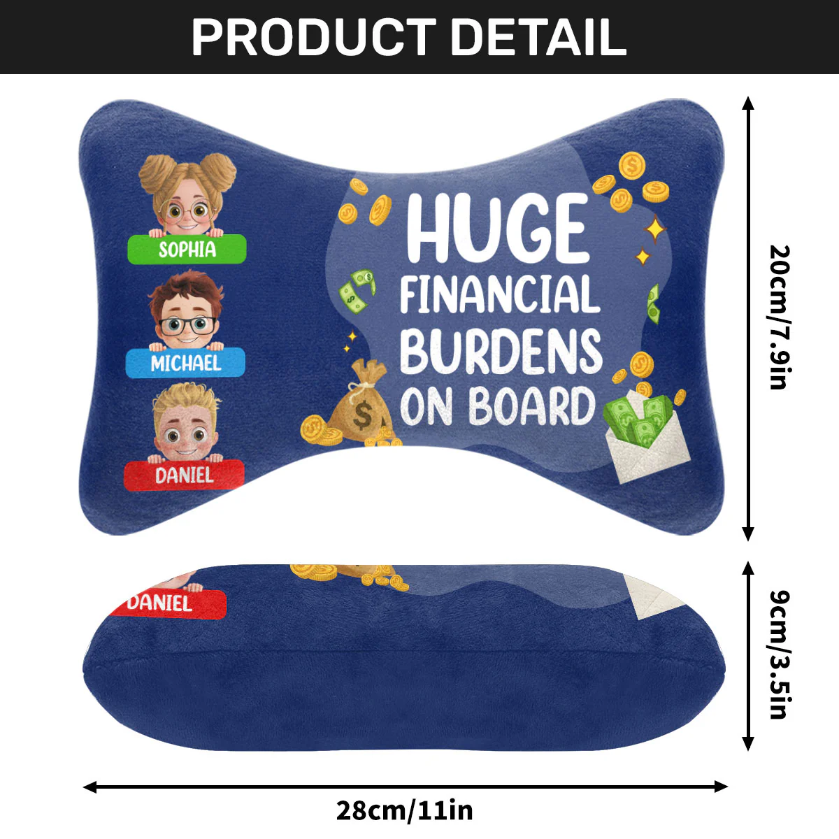Huge Financial Burden On Board - Personalized Car Headrest Pillow - Image 5