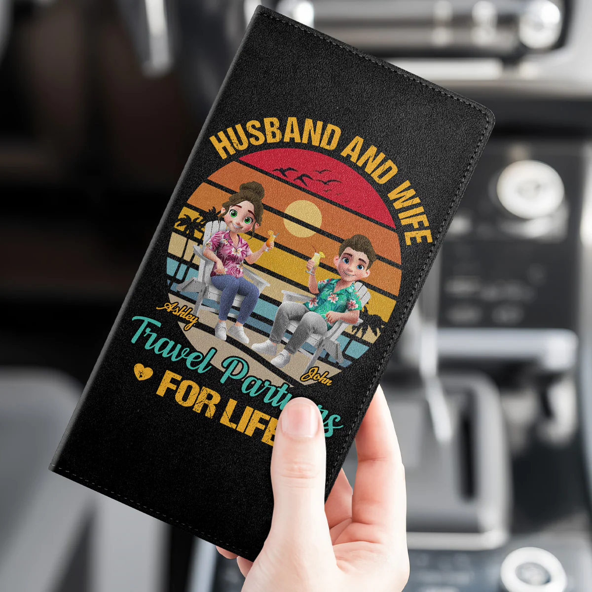Husband And Wife Travel Partners For Life - Personalized Car Registration And Insurance Holder - Image 3