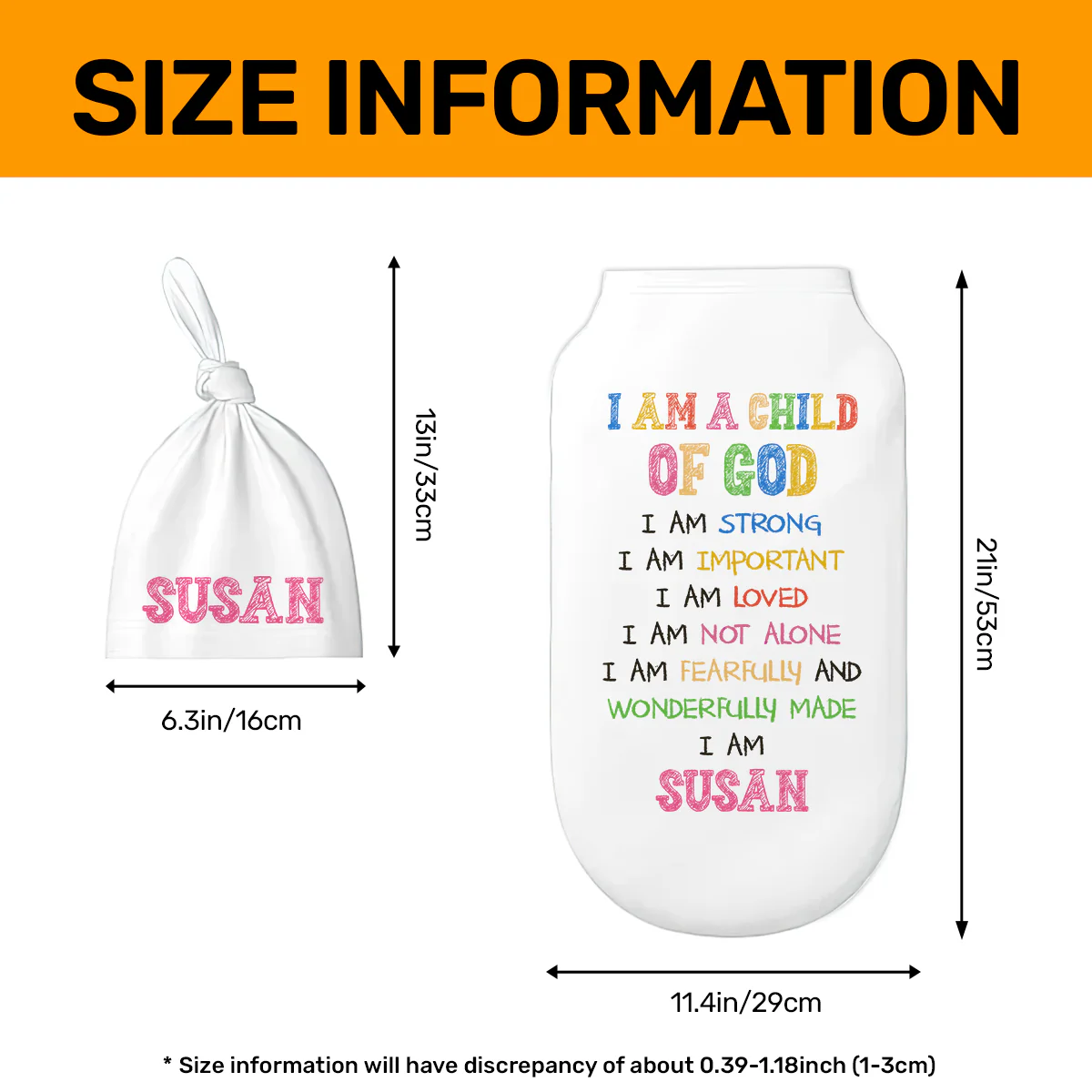 I Am A Child Of God - Personalized Swaddle And Knot Hat Set - Image 5
