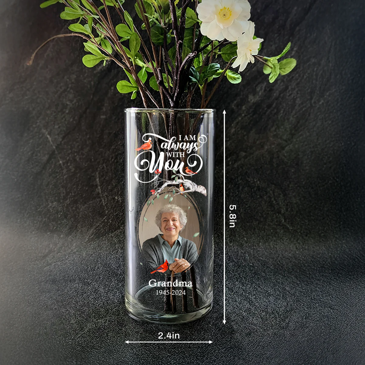 I Am Always With You - Personalized Glass Vase - Image 7