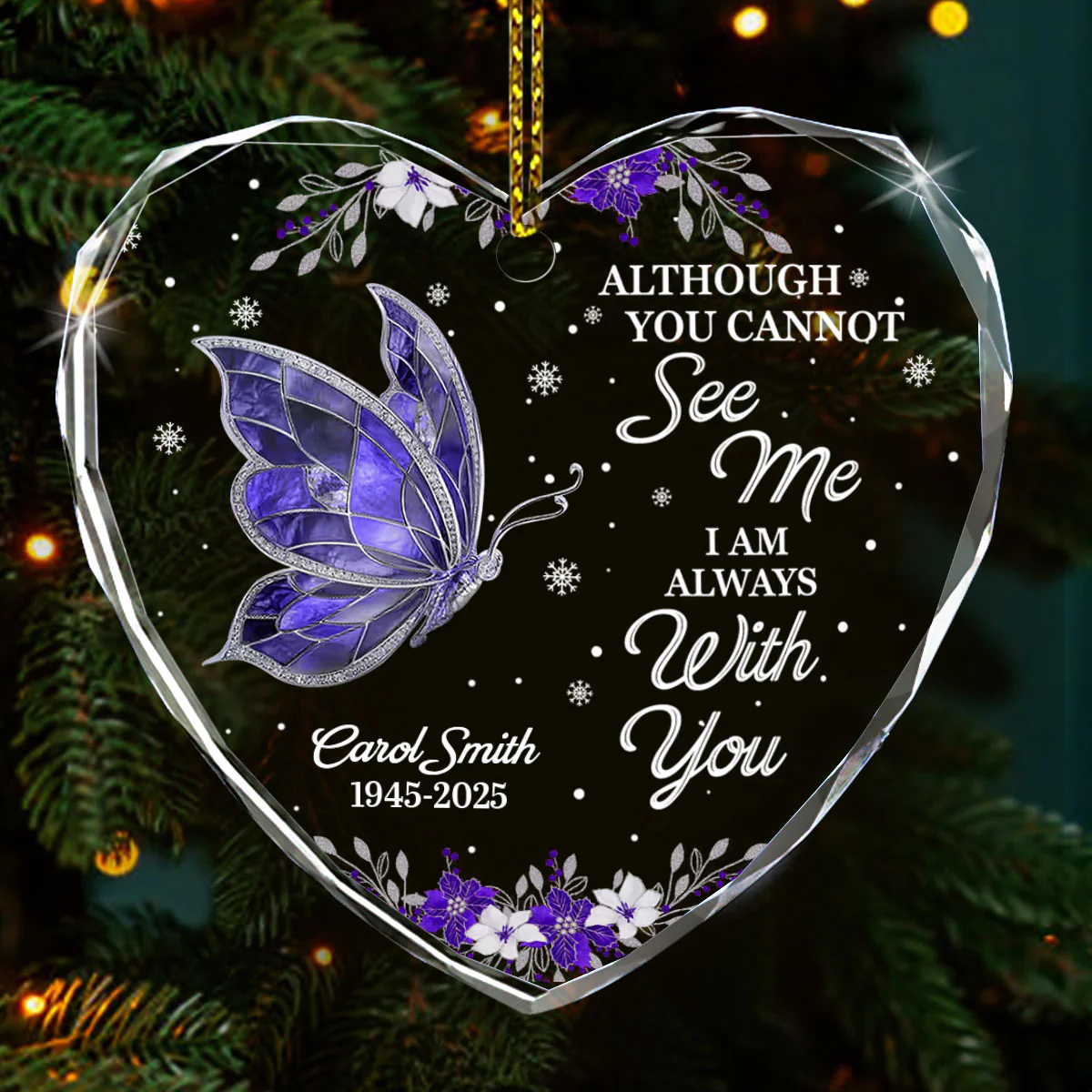 I Am Always With You - Personalized Heart Shaped Glass Ornament - Image 2