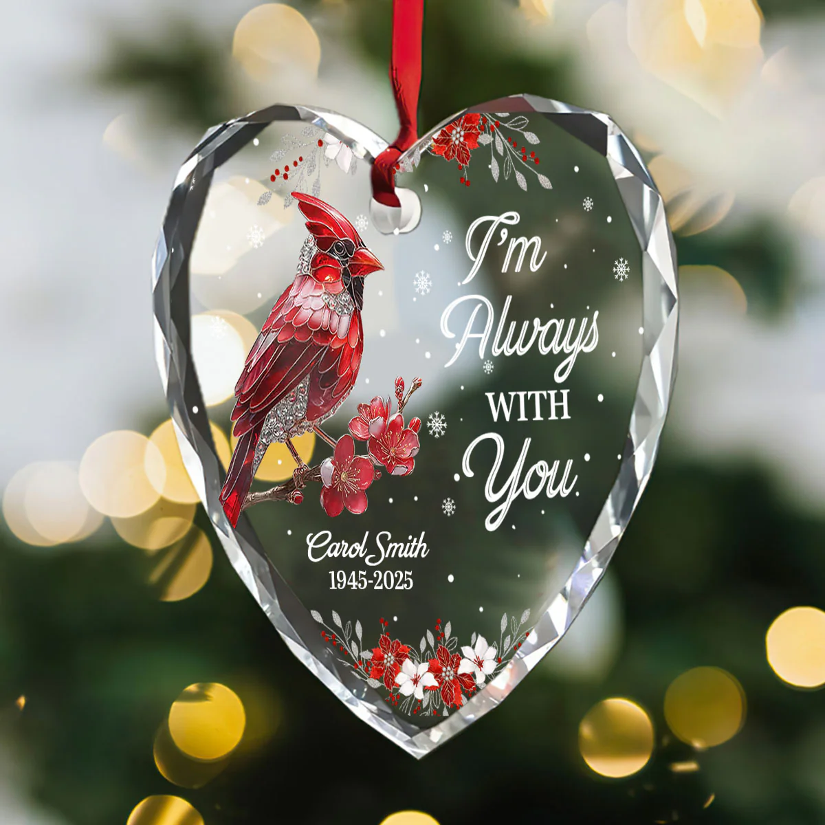 I Am Always With You - Personalized Heart Shaped Glass Ornament - Image 3
