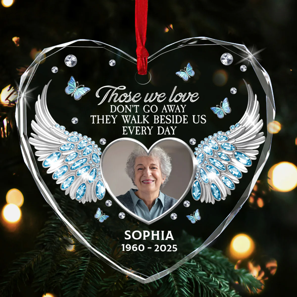 I Am Always With You - Personalized Heart Shaped Glass Ornament - Image 2