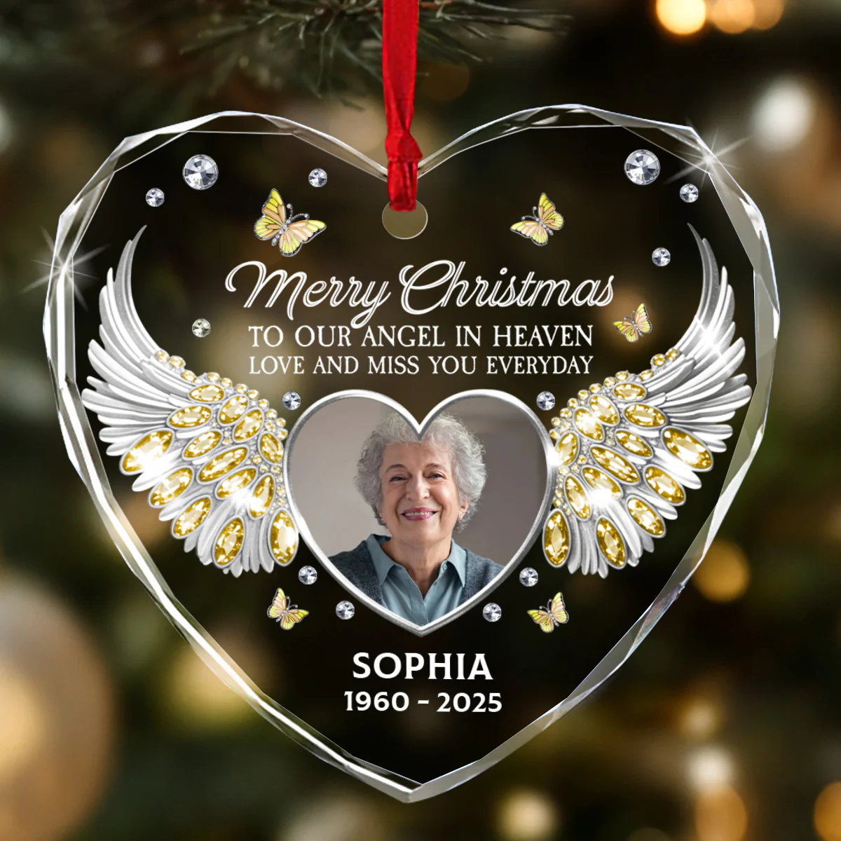 I Am Always With You - Personalized Heart Shaped Glass Ornament - Image 3