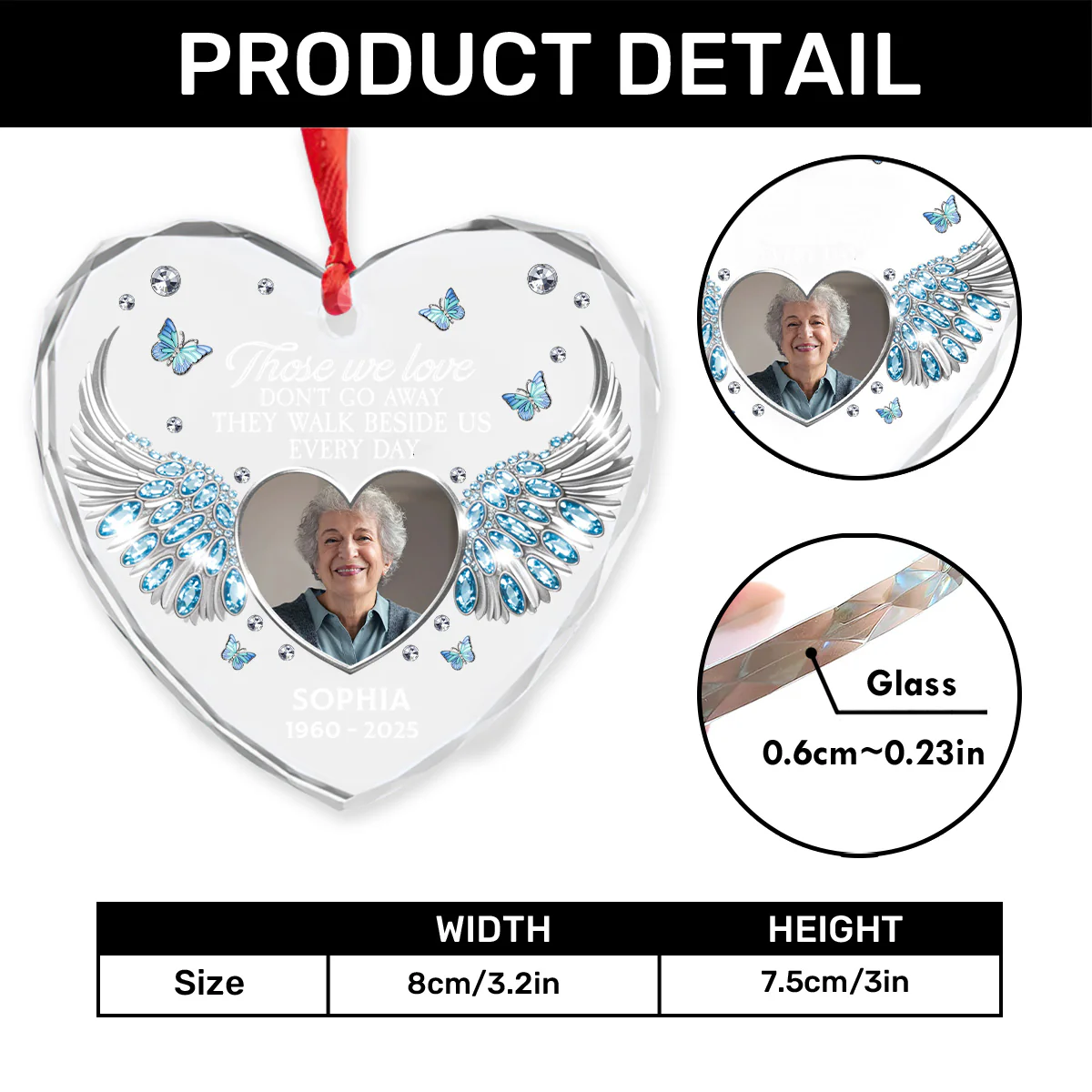 I Am Always With You - Personalized Heart Shaped Glass Ornament - Image 6