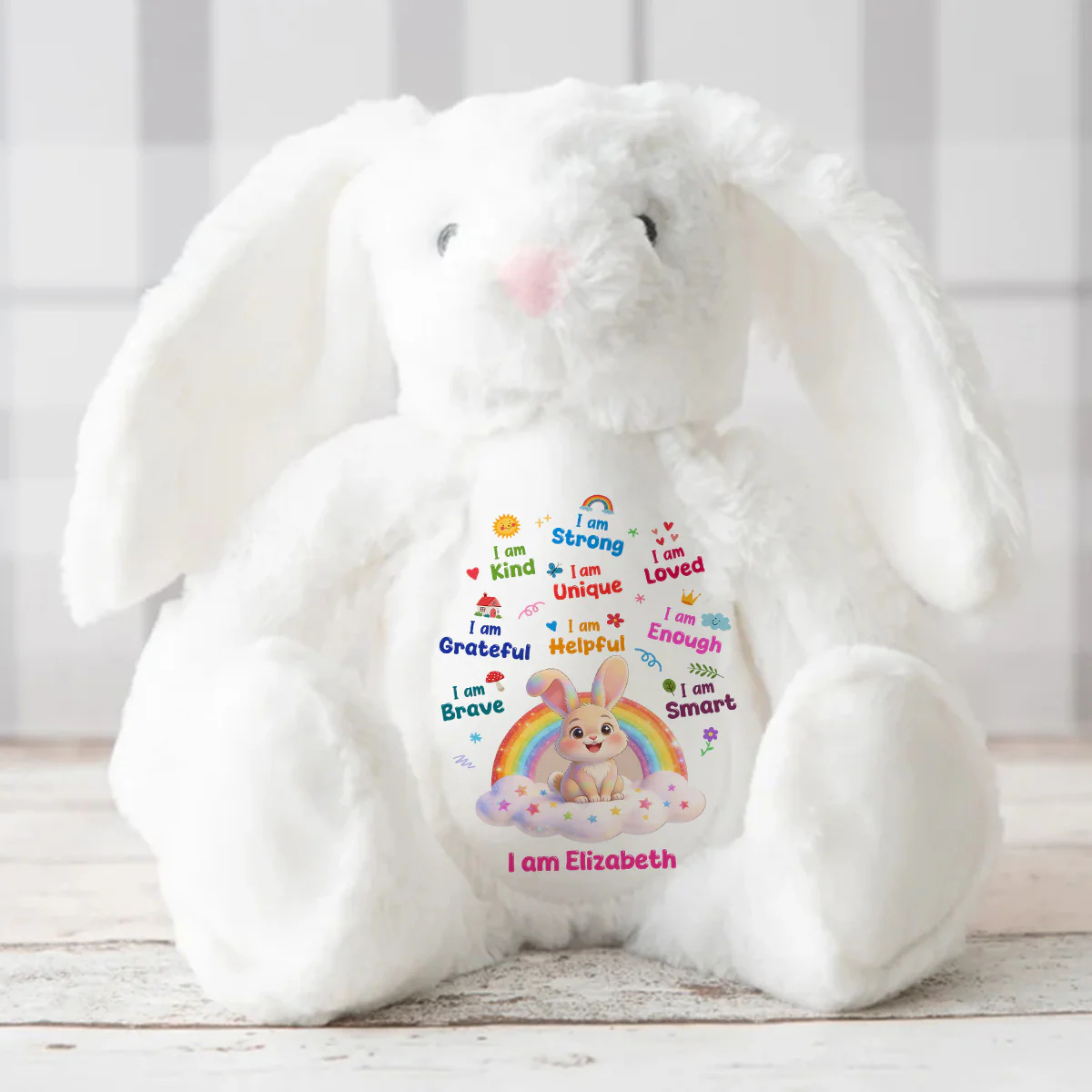 I Am Enough Always - Personalized Stuffed Bunny - Image 3