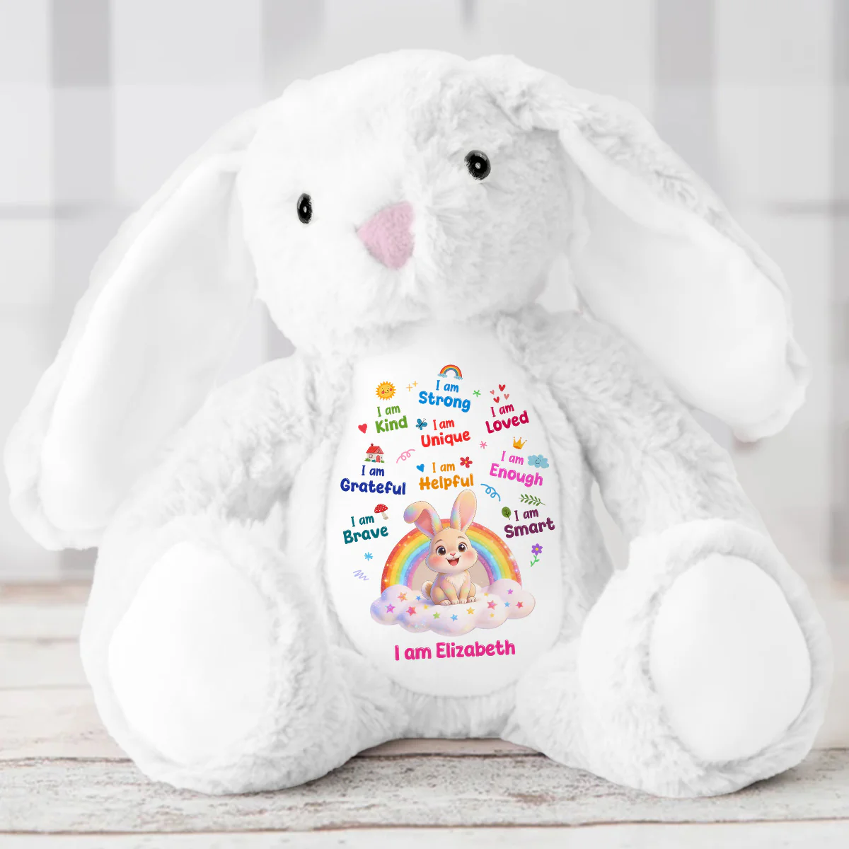 I Am Enough Always - Personalized Stuffed Bunny - Image 5