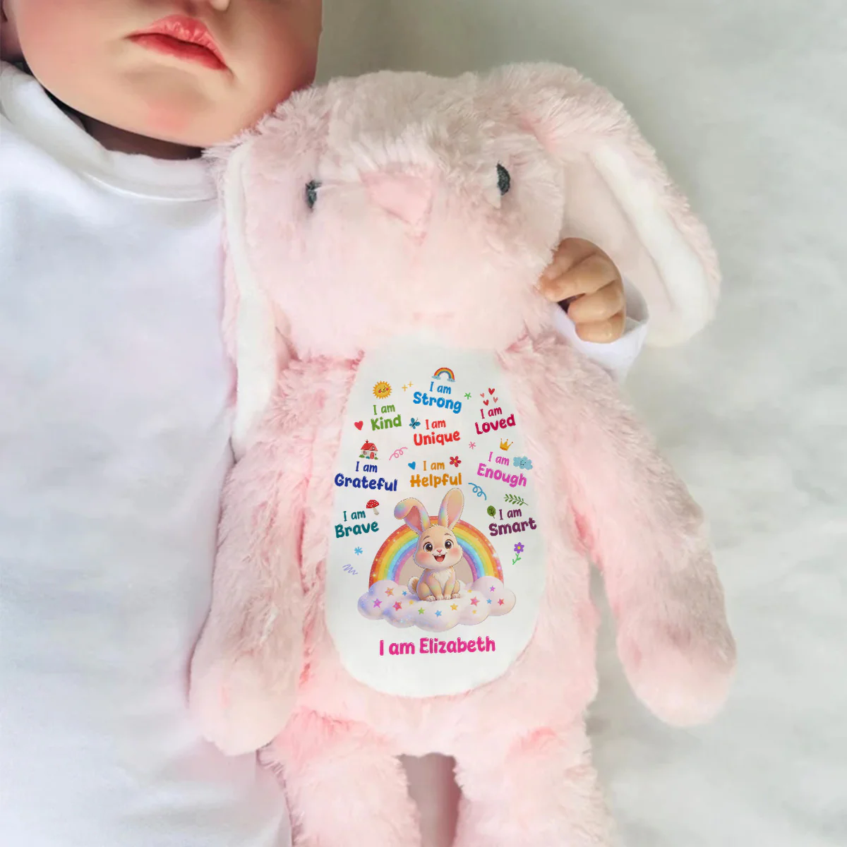 I Am Enough Always - Personalized Stuffed Bunny - Image 6